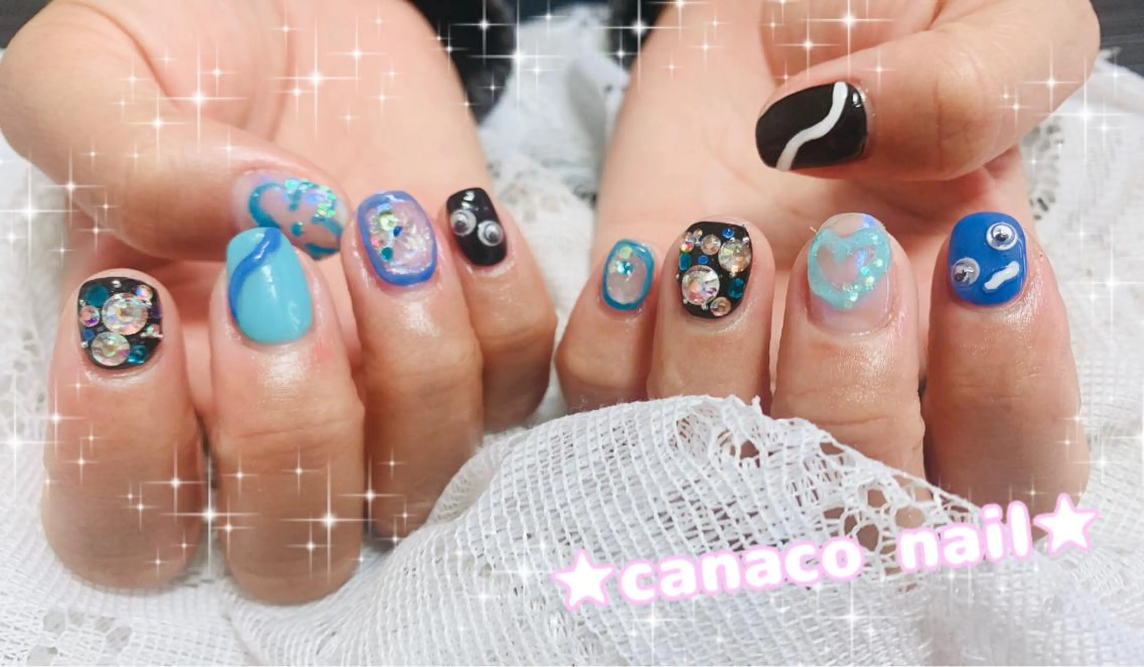 ネイル アートネイル ジェルネイル 韓国ネイル パラジェル ストーンネイル Felice所属・ベテランネイル cnc  nailのネイルデザイン