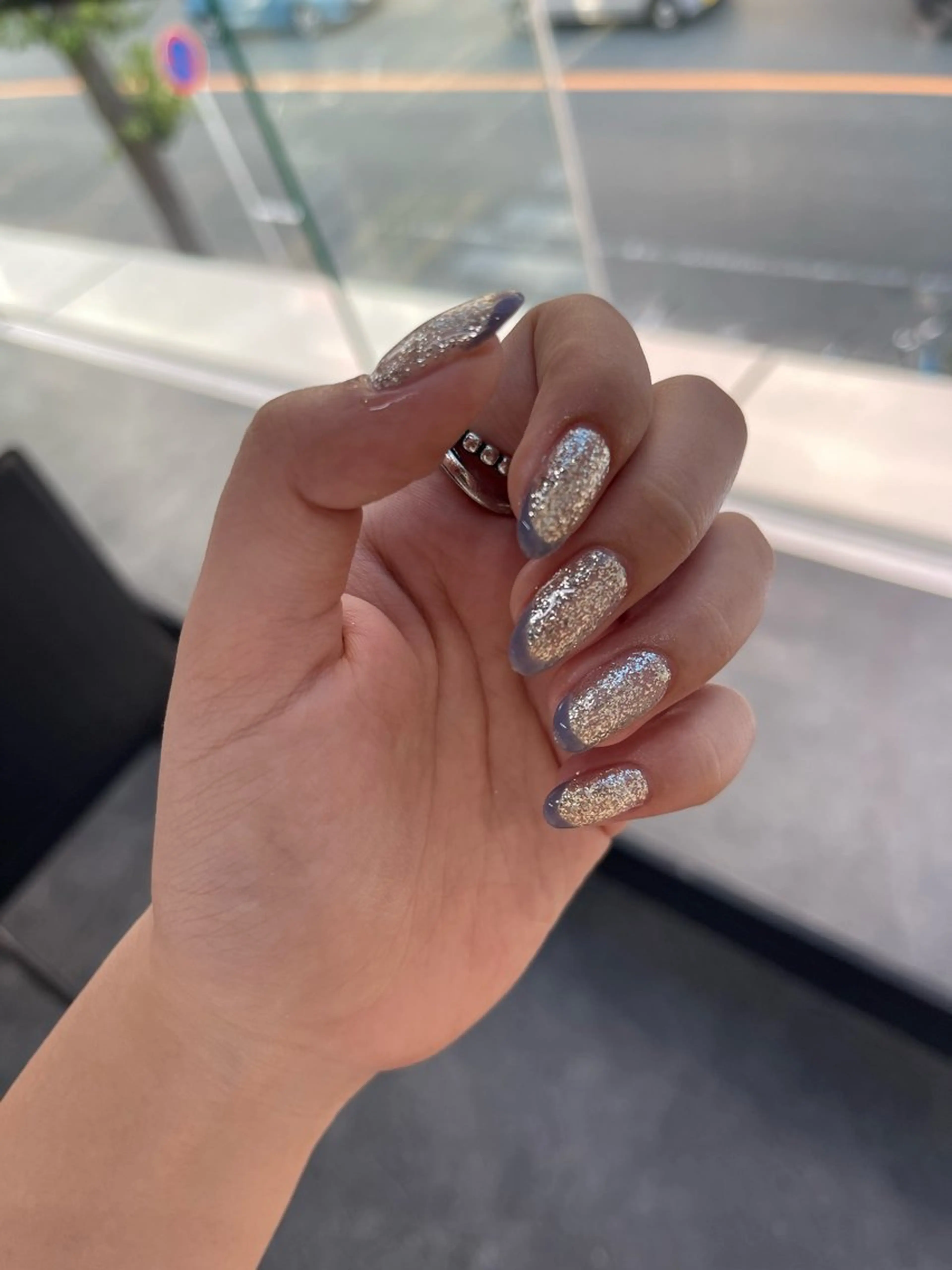 ネイル フレンチネイル マグネットネイル ニュアンスネイル ワンカラーネイル GRANDE大須 Cecil💜のネイルデザイン