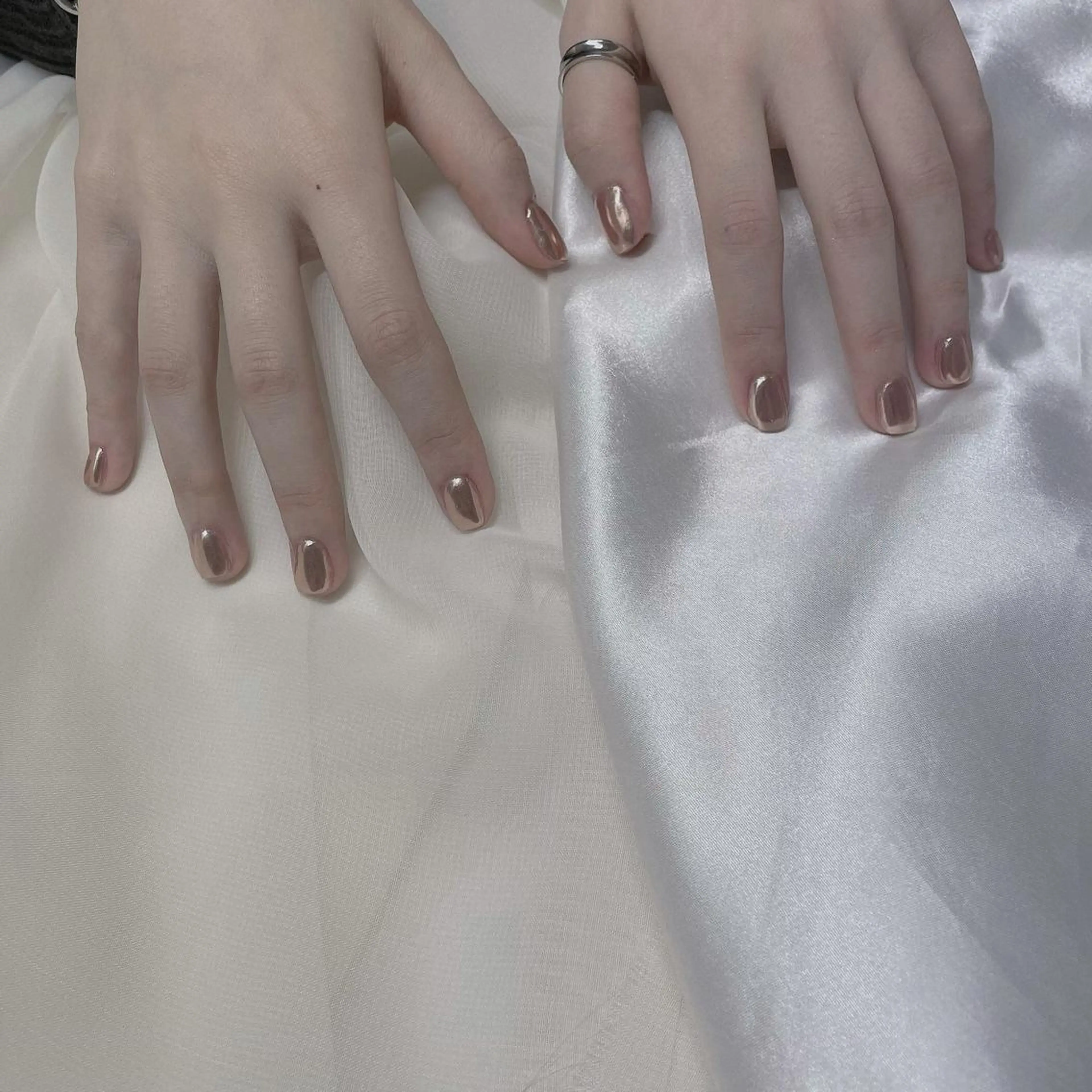 カラー ネイル ブラウンカラー ブラウン ゴールド ミラーネイル ワンカラーネイル 𓂃🦢Aurora Swan🌙𓂃のネイルデザイン