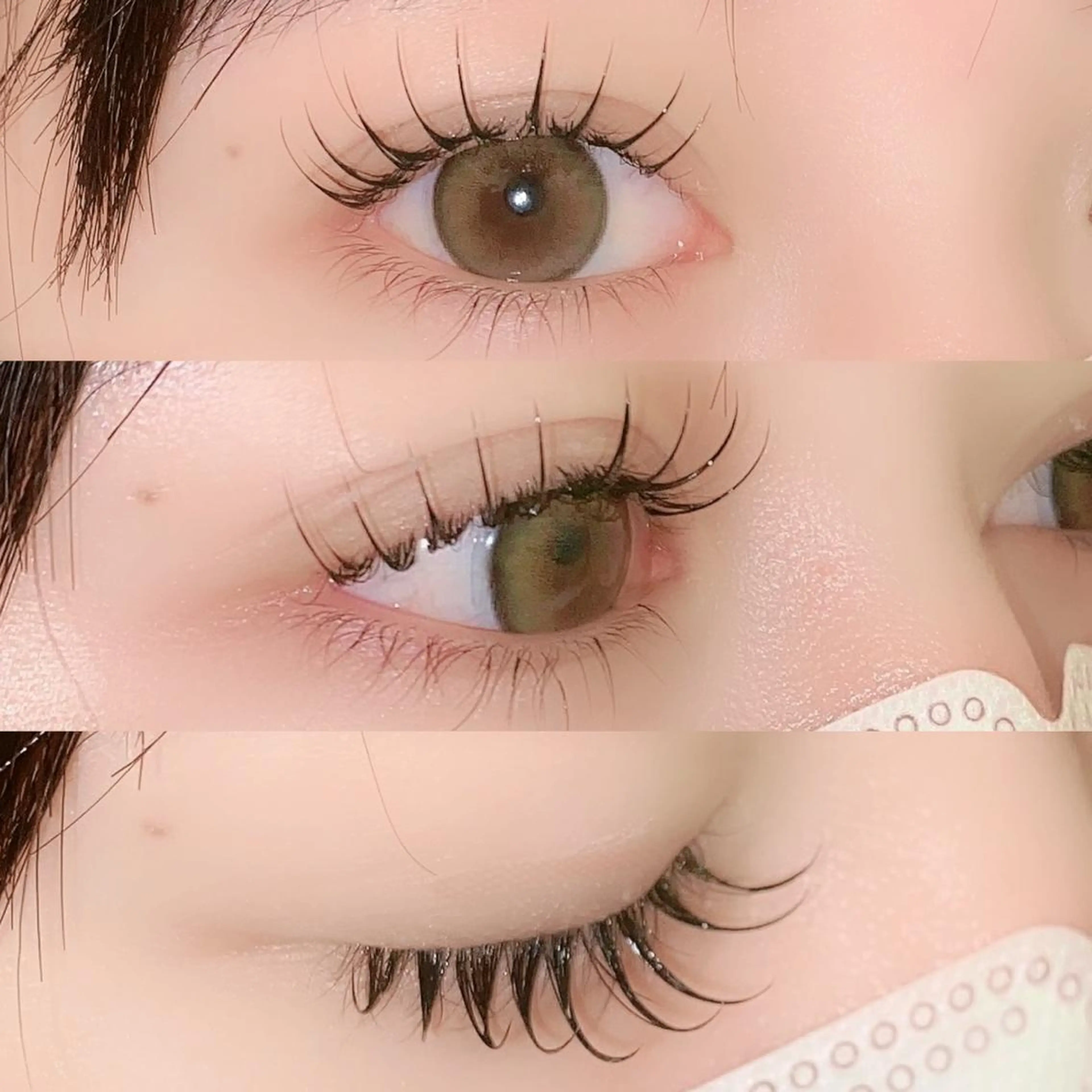 マツエク・マツパ 束感まつ毛 フラットラッシュ 韓国風マツエク パリジェンヌラッシュリフト ボリュームラッシュ 肌に馴染むハイトーン /ミルクティーカラーのヘアスタイル