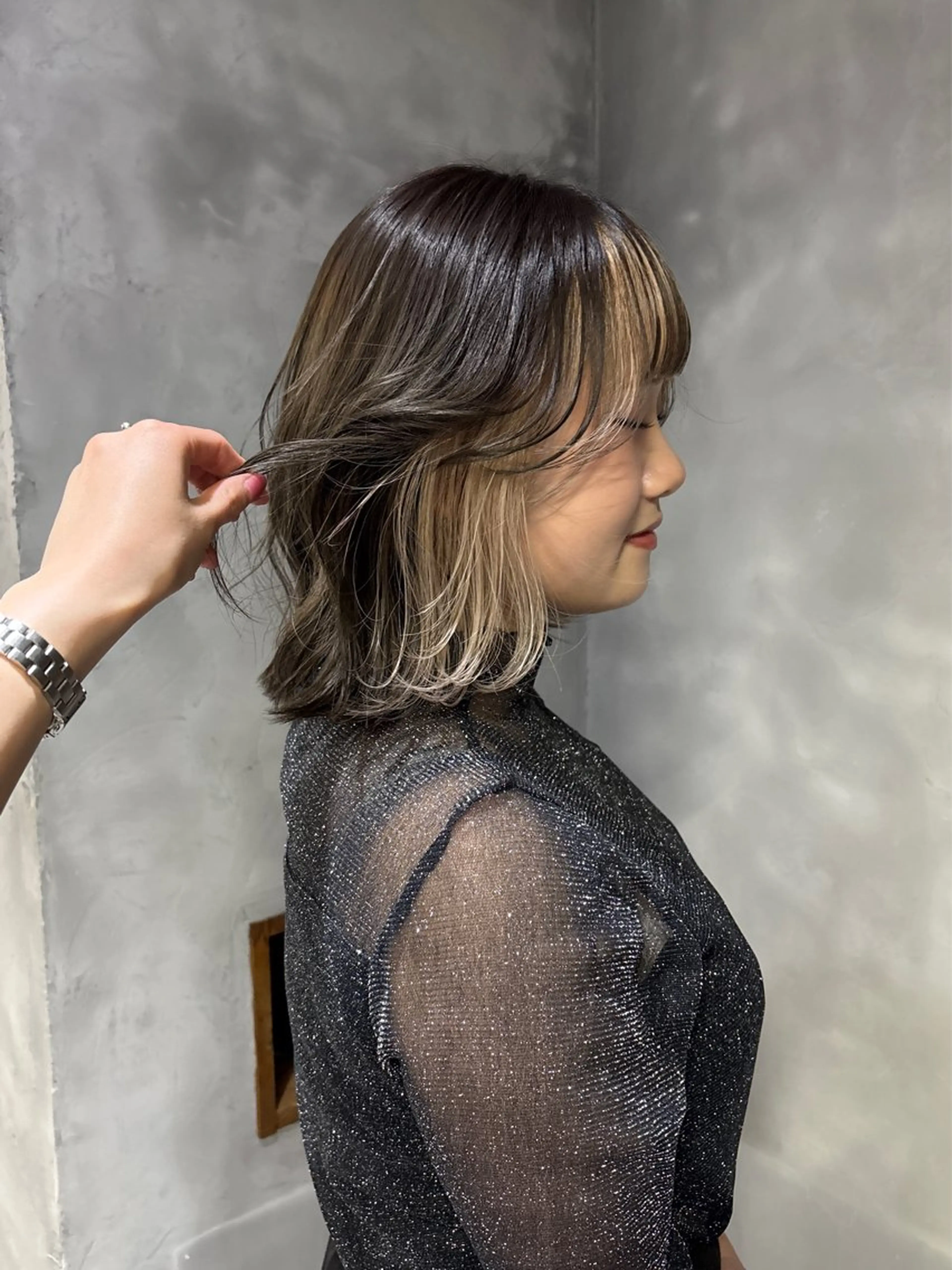 ミディアム カラー カット ヘアカラー すぎもと さき⚡️ レイヤー･*パーマのヘアスタイル