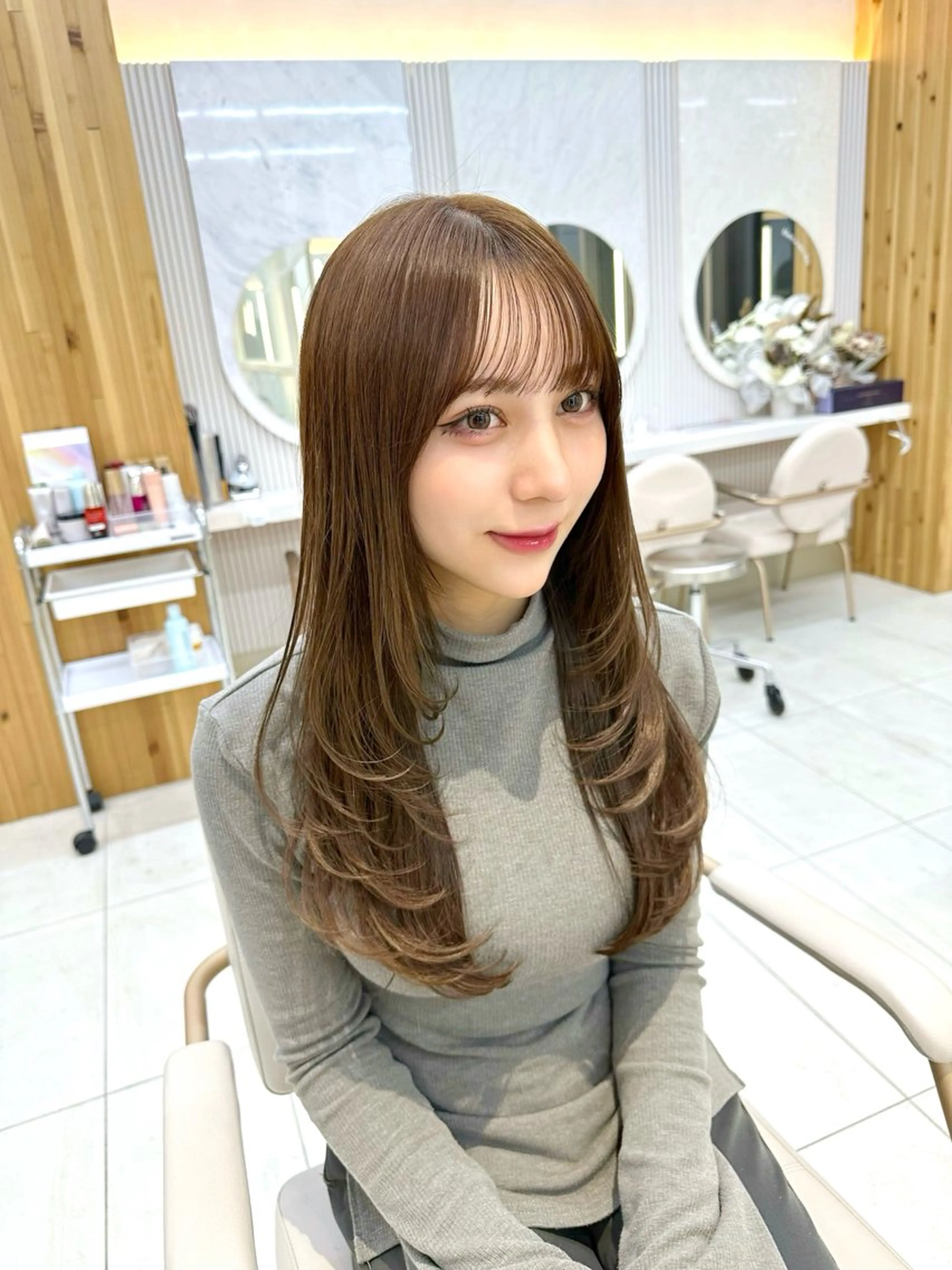 ロング カラー ショコラグレージュ グレージュ ラベンダーカラー ラベンダーグレージュ ラベンダーグレー 🇰🇷韓国風くびれ ヘア🇰🇷中村優大のヘアスタイル