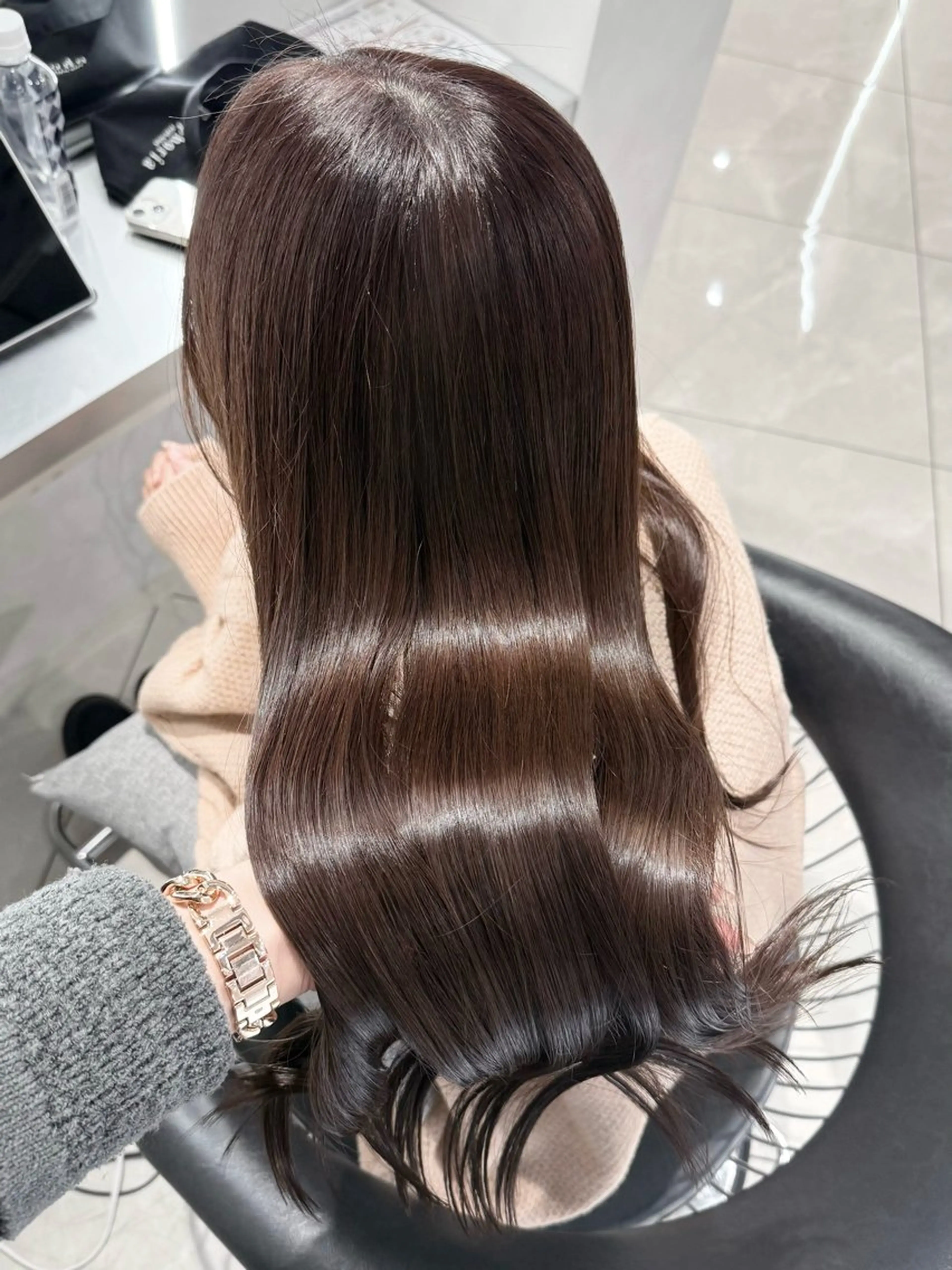 ロング チョコレートブラウン カット ヘアカラー トリートメント 韓国ヘア×艶髪🎀 池袋/Rina🩶のヘアスタイル