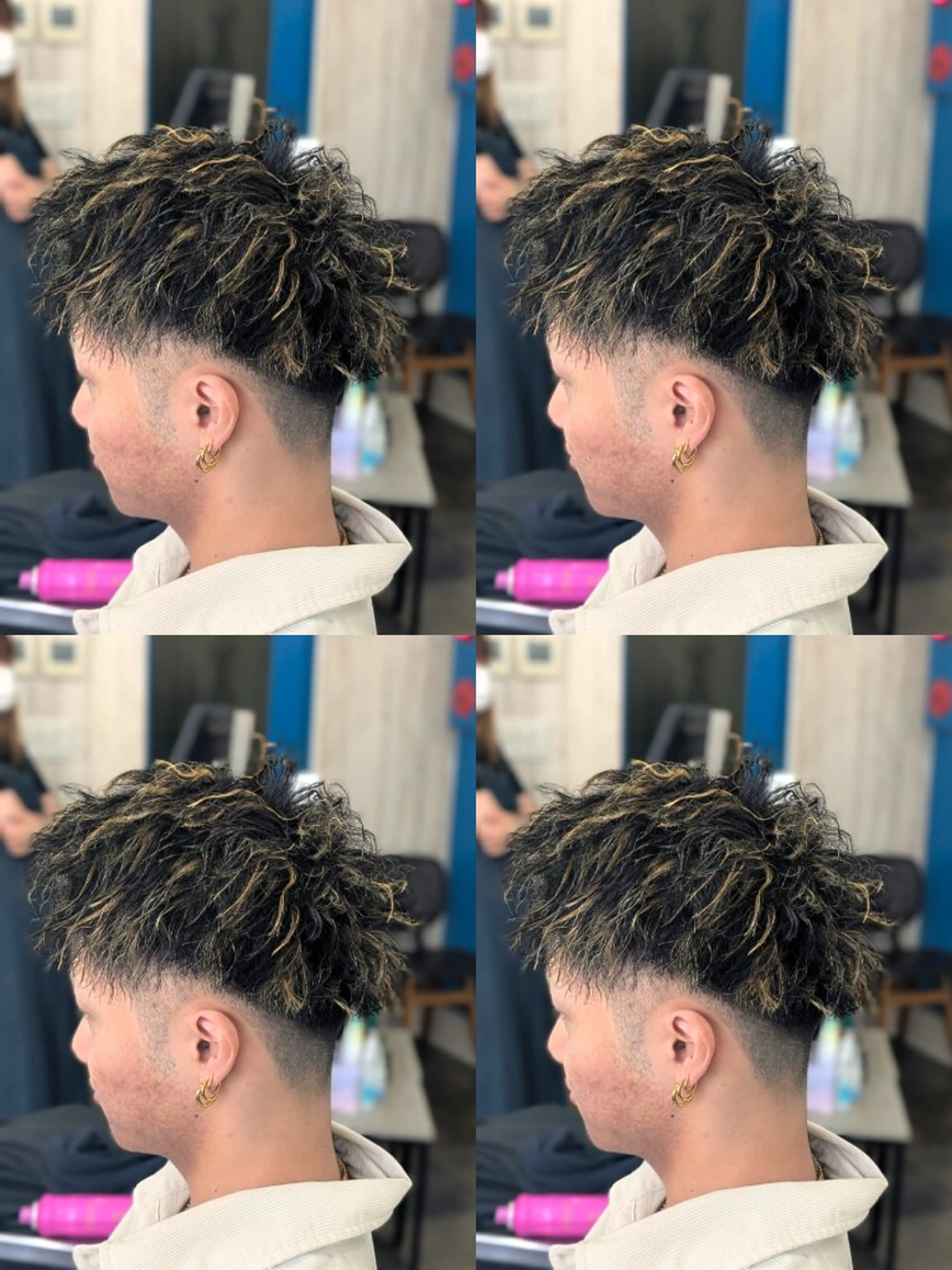 メンズ パーマ アップバング センターパート フェードカット メンズハイライト メンズ韓国風 カット パーマ トリートメント メンズパーマ/ボブ/ レイヤー店長えのもとのヘアスタイル