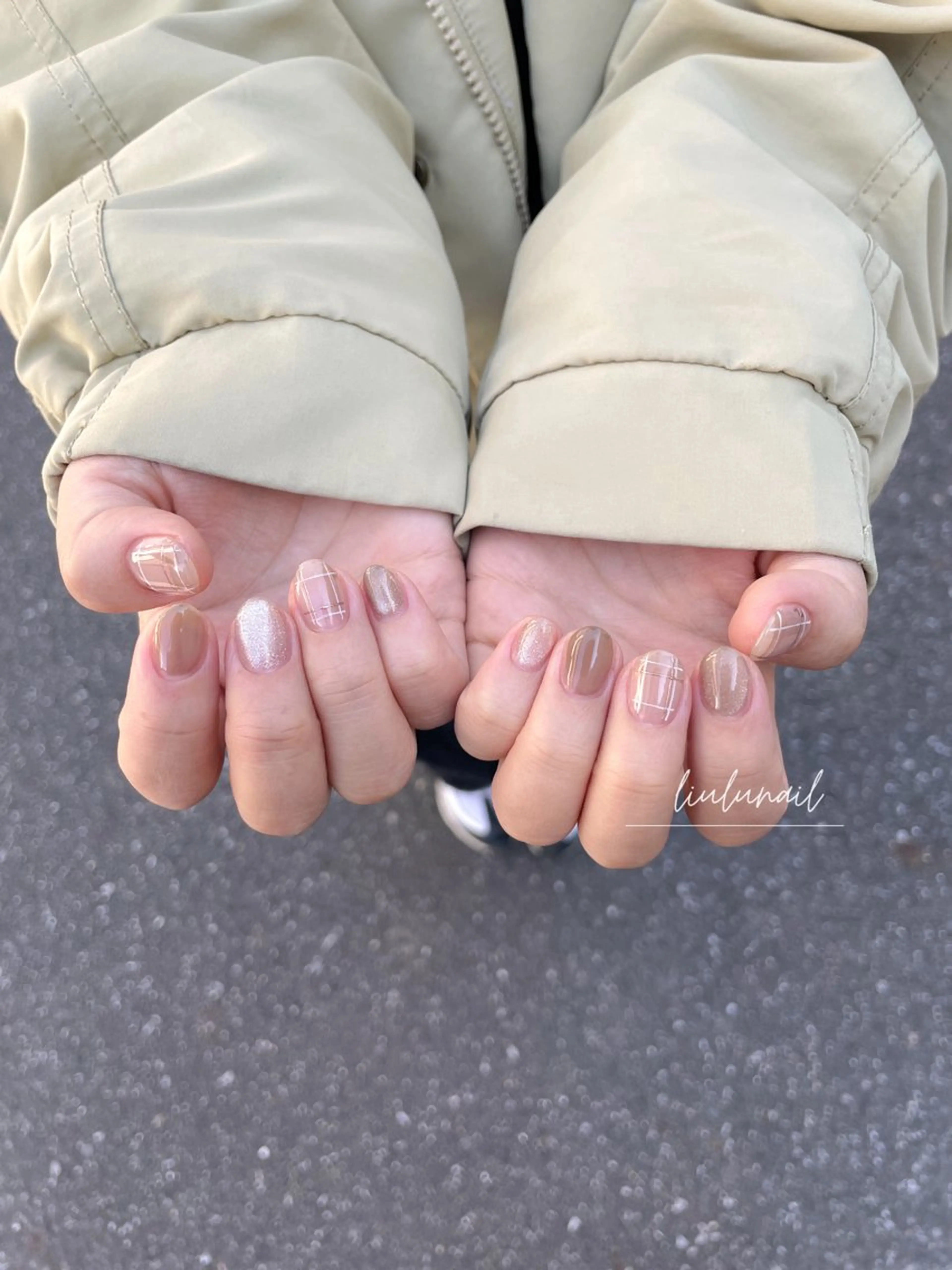 ネイル ブラウン ハンドネイル liulu nailのネイルデザイン