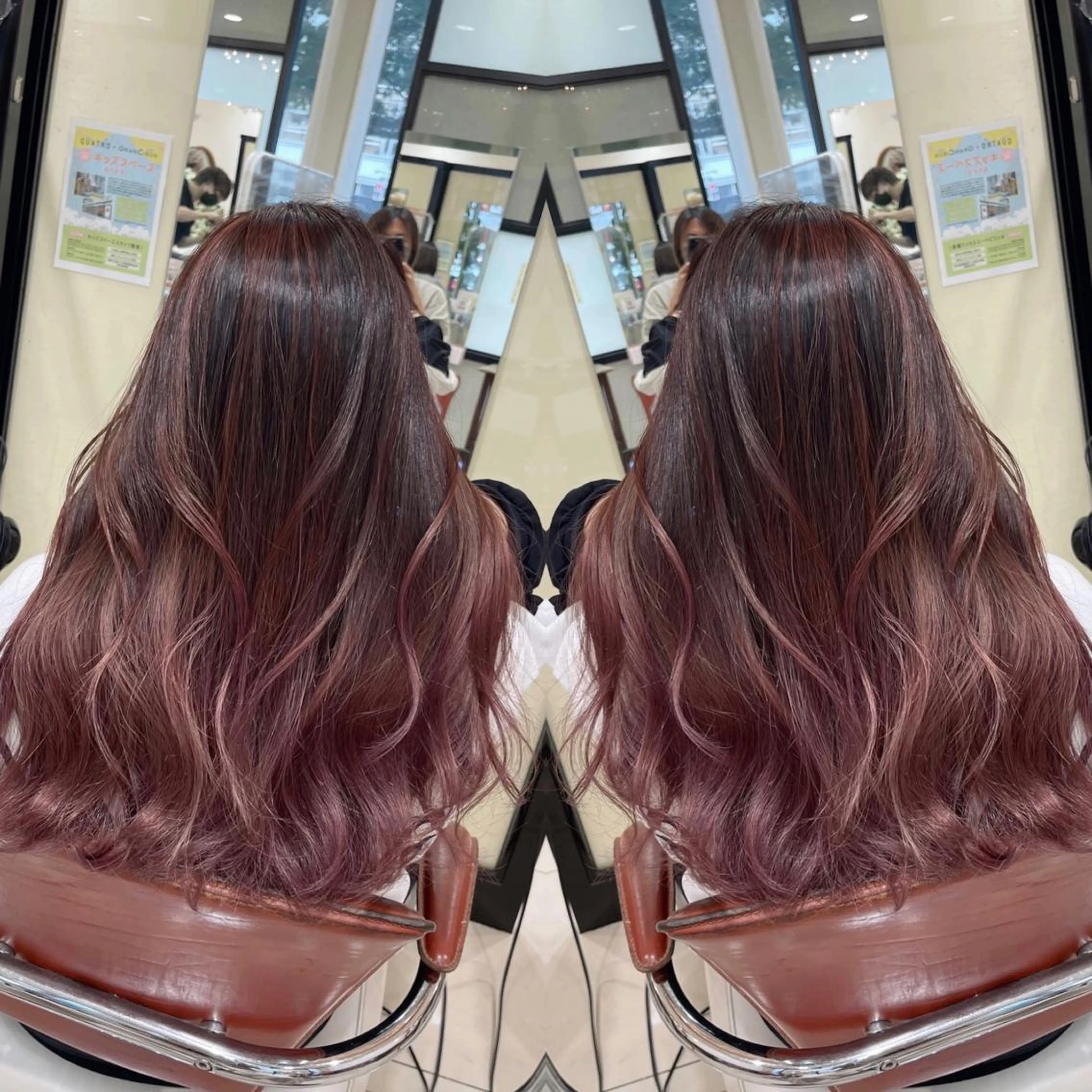 セミロング カット ヘアカラー Y Uのヘアスタイル