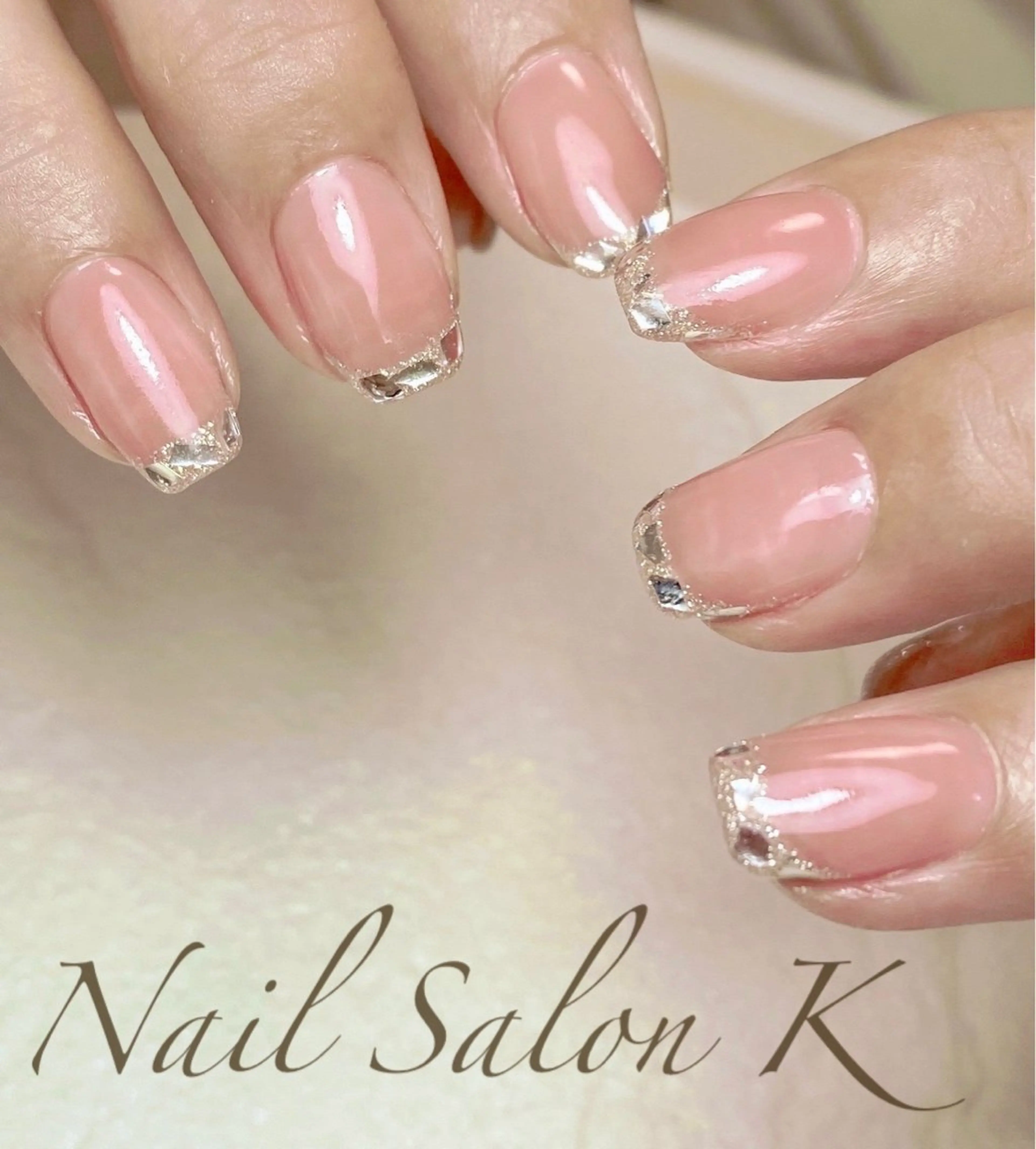 ネイル フレンチネイル ガラスフレンチ オフィスネイル ピンク ハンドネイル Nail Salon K 🧸美爪育成のネイルデザイン
