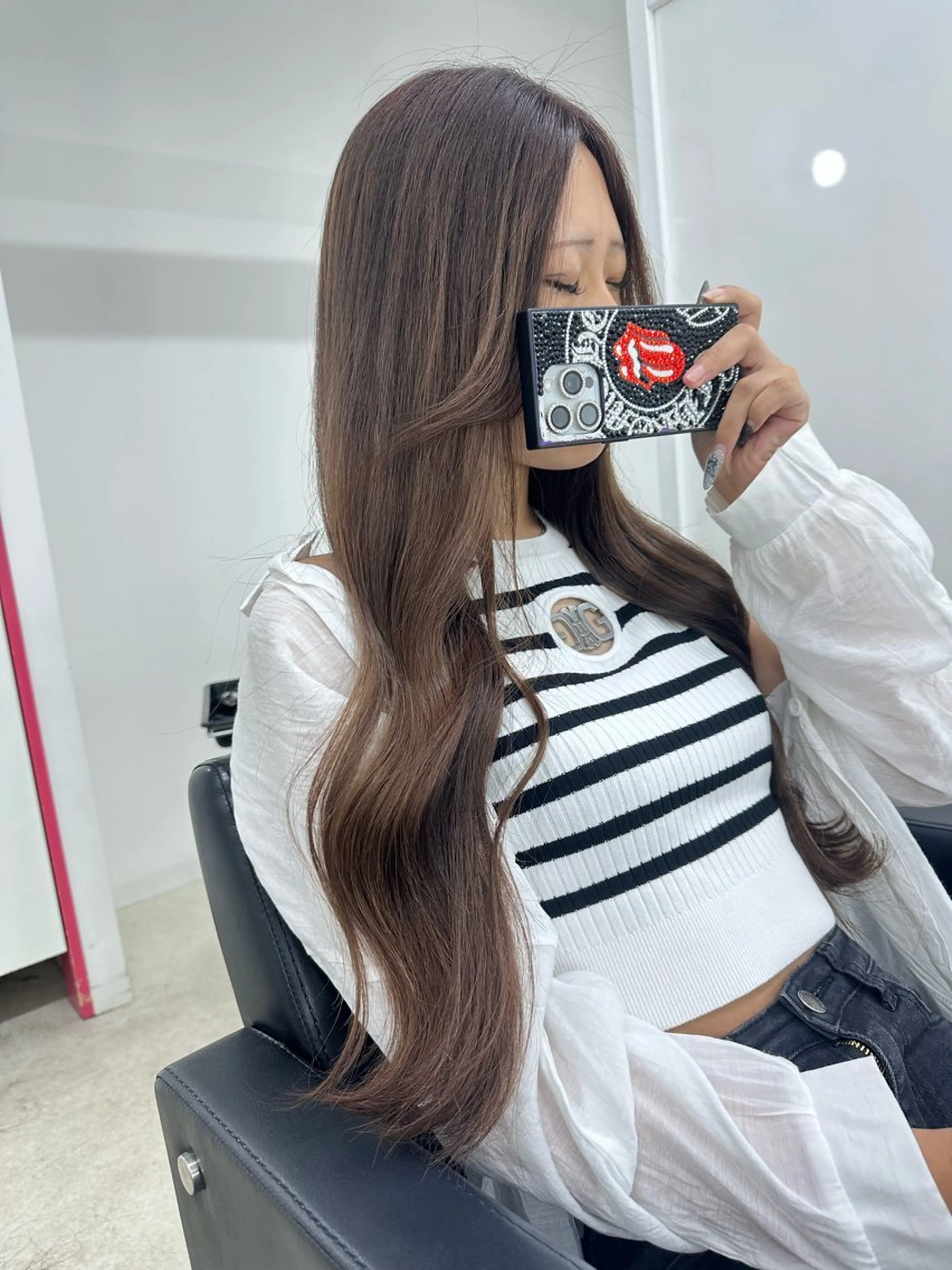 ロング カラー カット ヘアカラー トリートメント 中河 ななのヘアスタイル