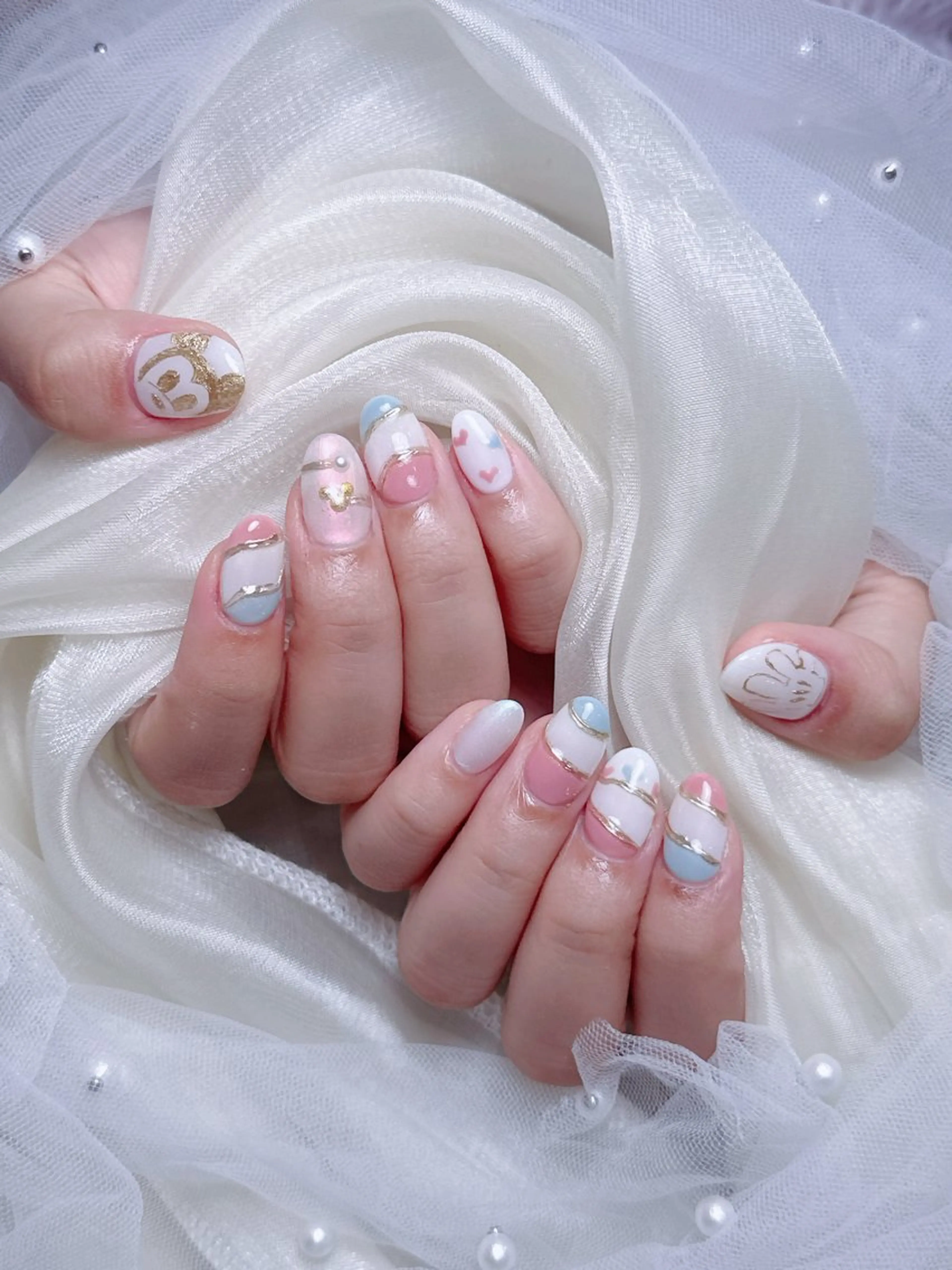 ネイル カジュアル チークネイル フレンチネイル ジェルネイル ガーリー ハンドネイル ハンドケア HD Studioのネイルデザイン