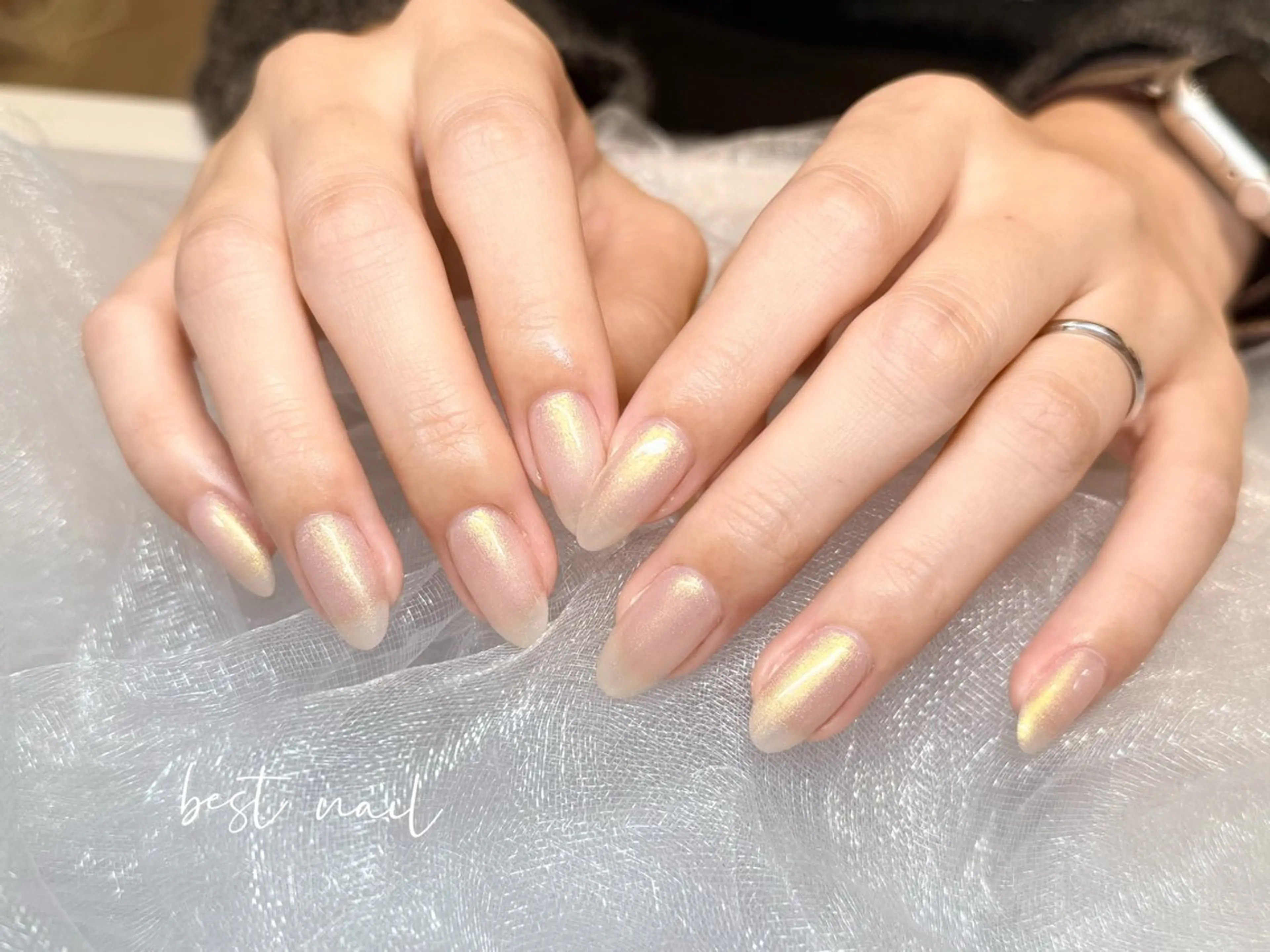 ネイル オーロラネイル クリアネイル 長さ出し ジェルネイル 韓国ネイル ハンドネイル best nailのネイルデザイン