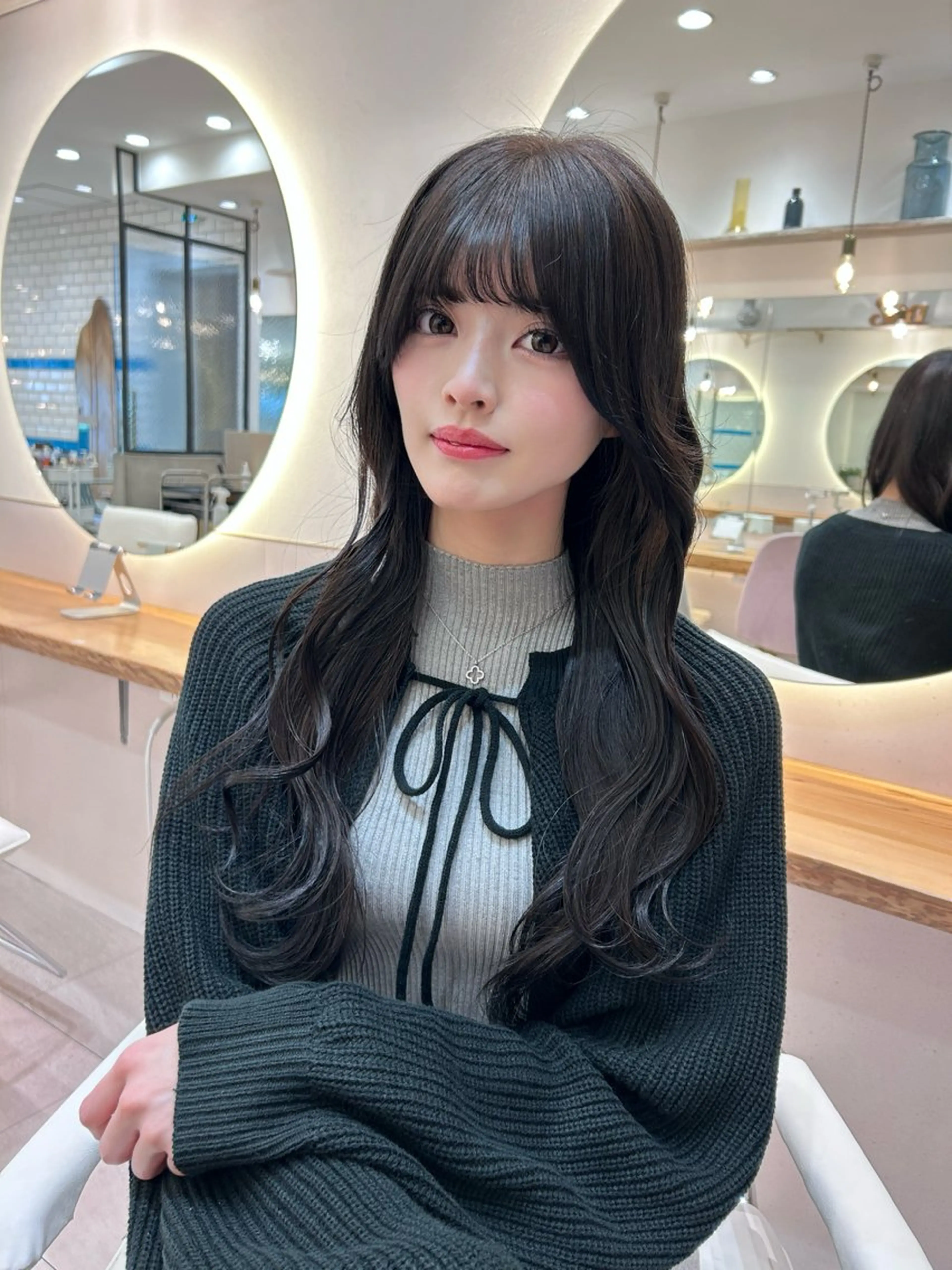 ロング 顔まわりレイヤー 顔周りカット 韓国風ヘア レイヤーカット カット トリートメント ボブ/レイヤーボブ/ 髪質改善/梶川 夏季のヘアスタイル