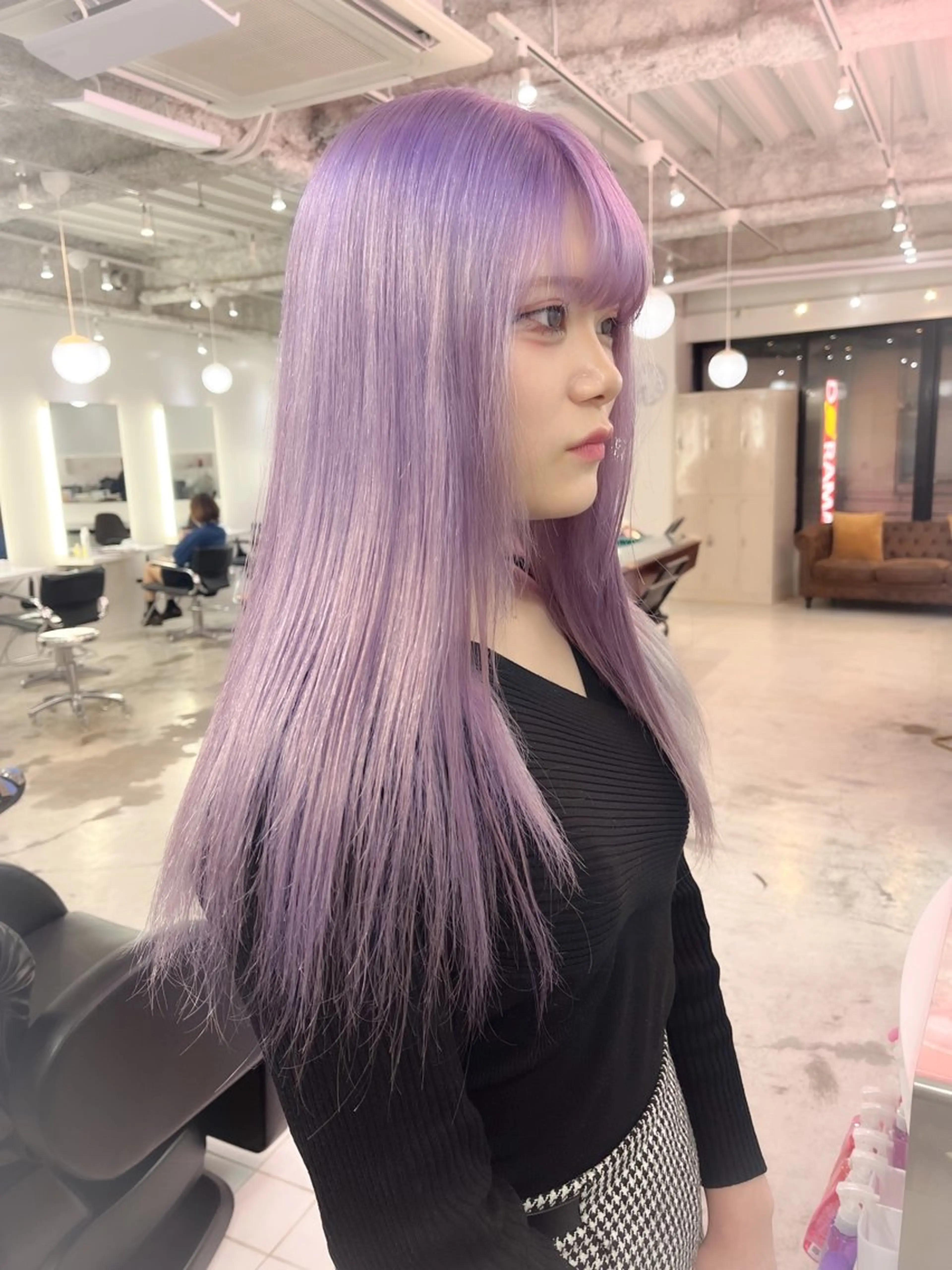 セミロング カラー カット ヘアカラー トリートメント ヘアセット ハイトーン/レイヤー ハッシュカット/牧原のヘアスタイル