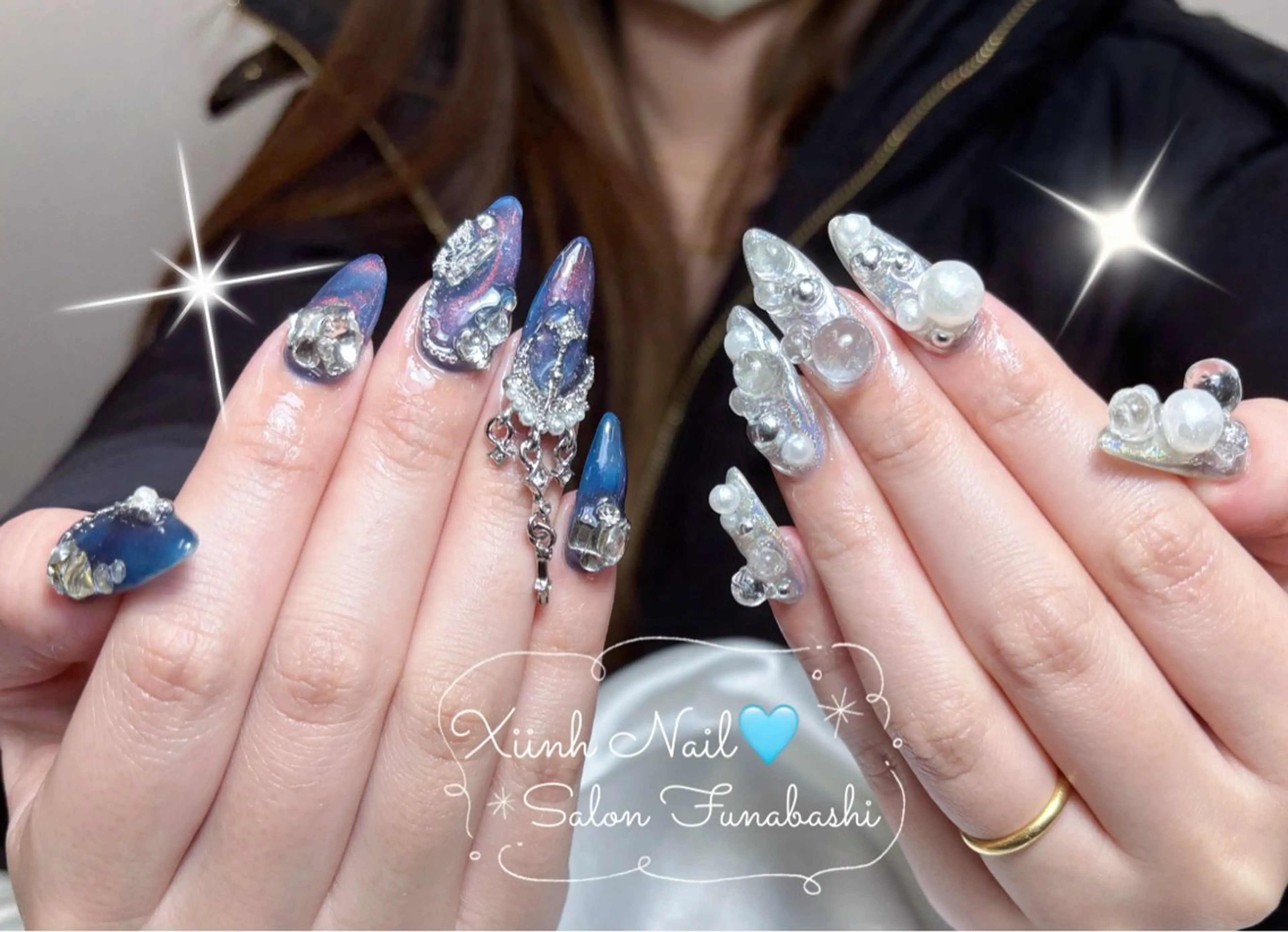 ネイル ブラウン チークネイル 桜ネイル 長さ出し フットネイル ハンドネイル XIINH NAIL SALONのネイルデザイン