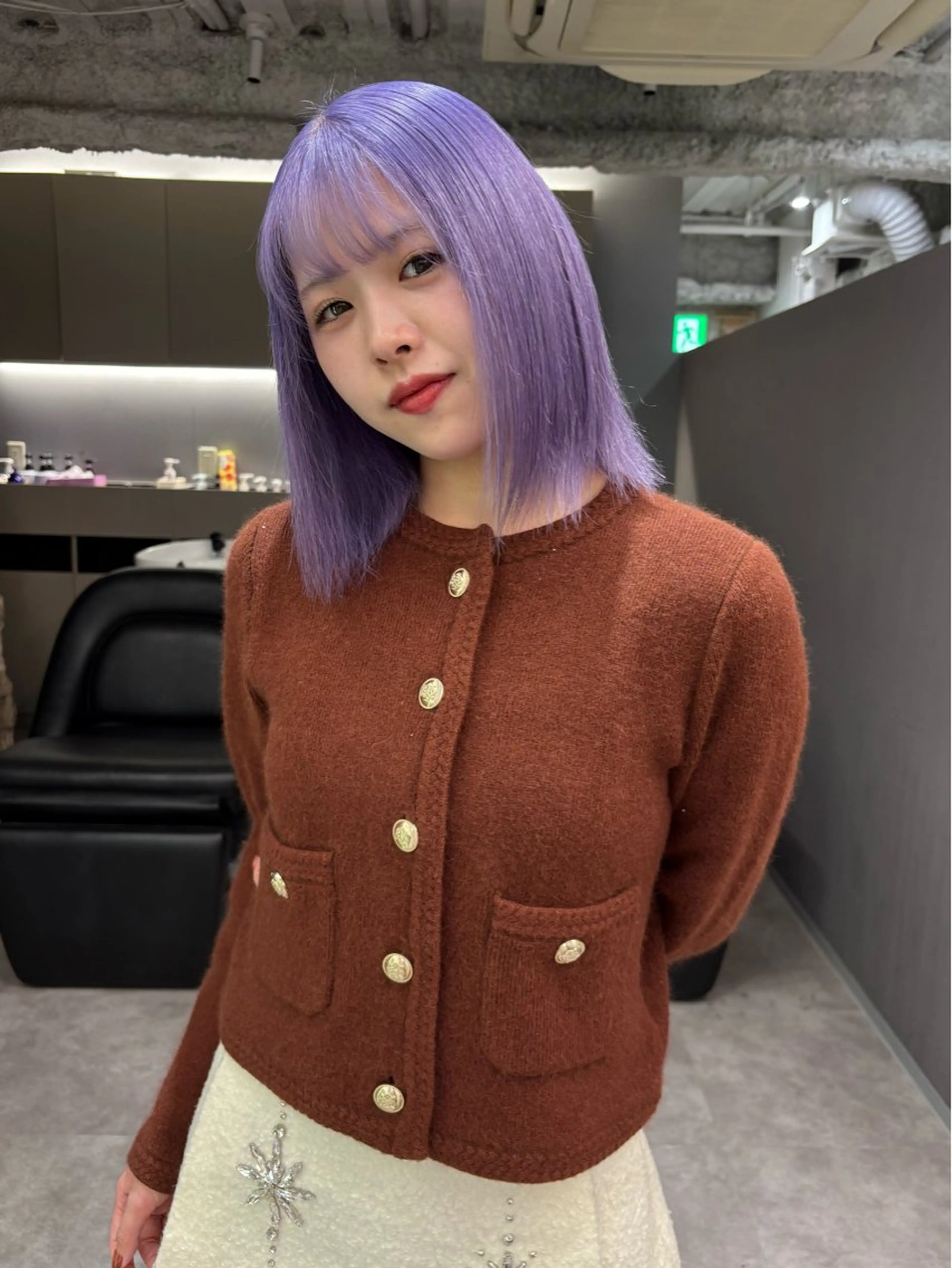 ミディアム カラー ハイトーンカラー ラベンダーカラー シルバー ヘアカラー トリートメント 名古屋／デザイン／ ブリーチ/松井亮磨のヘアスタイル