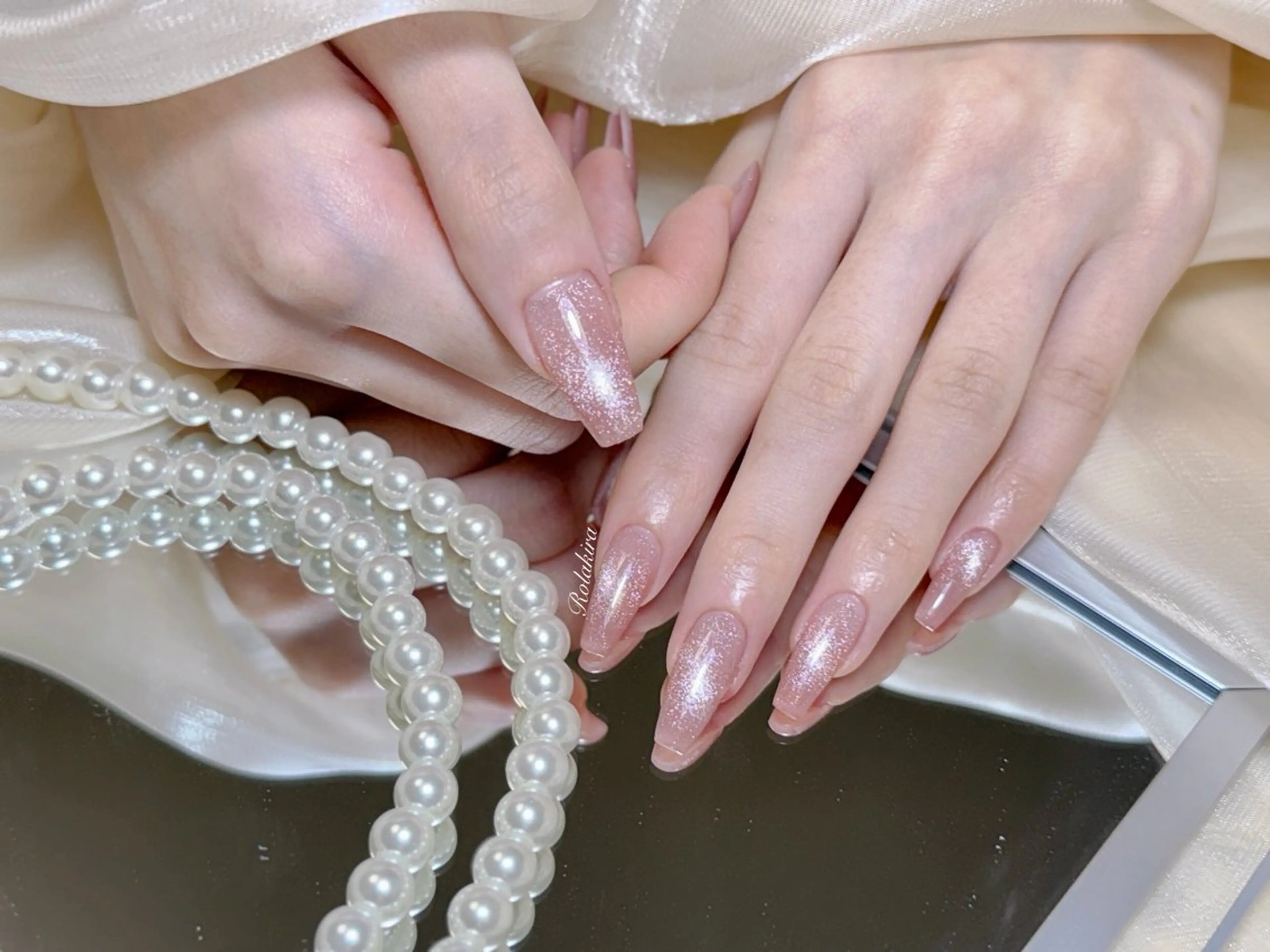 ネイル チークネイル 長さ出し フレンチネイル ジェルネイル 韓国ネイル ハンドネイル Rola kira nail salon所属・Rola kira 麗のネイルデザイン