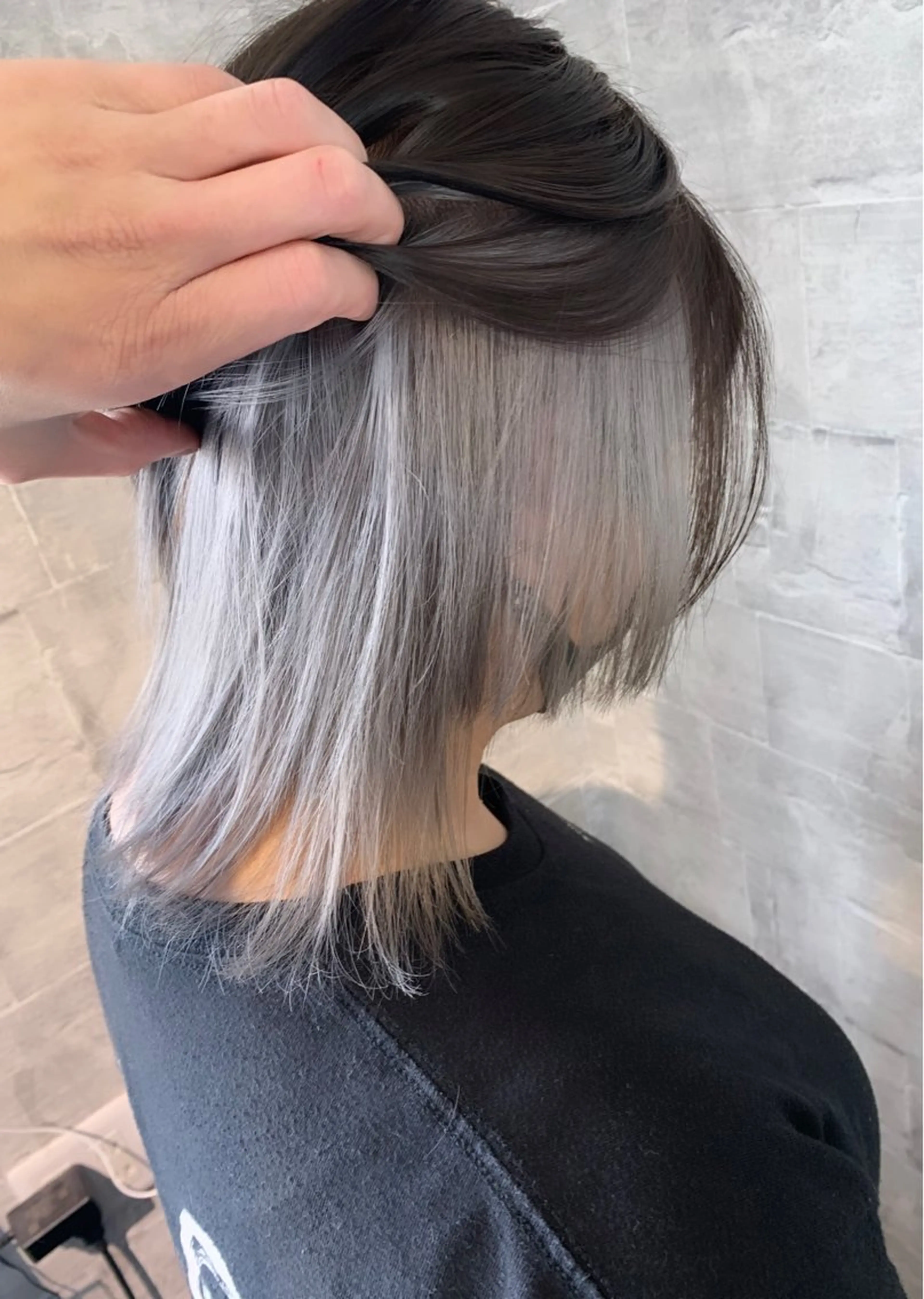 ミディアム ミディアムパーマ ボブ 顔まわりレイヤー 顔周りカット ハイライト ank classic hair【アンククラシックヘアー】所属・バレ、ハイライト モデル募集　齋藤祐哉のヘアスタイル
