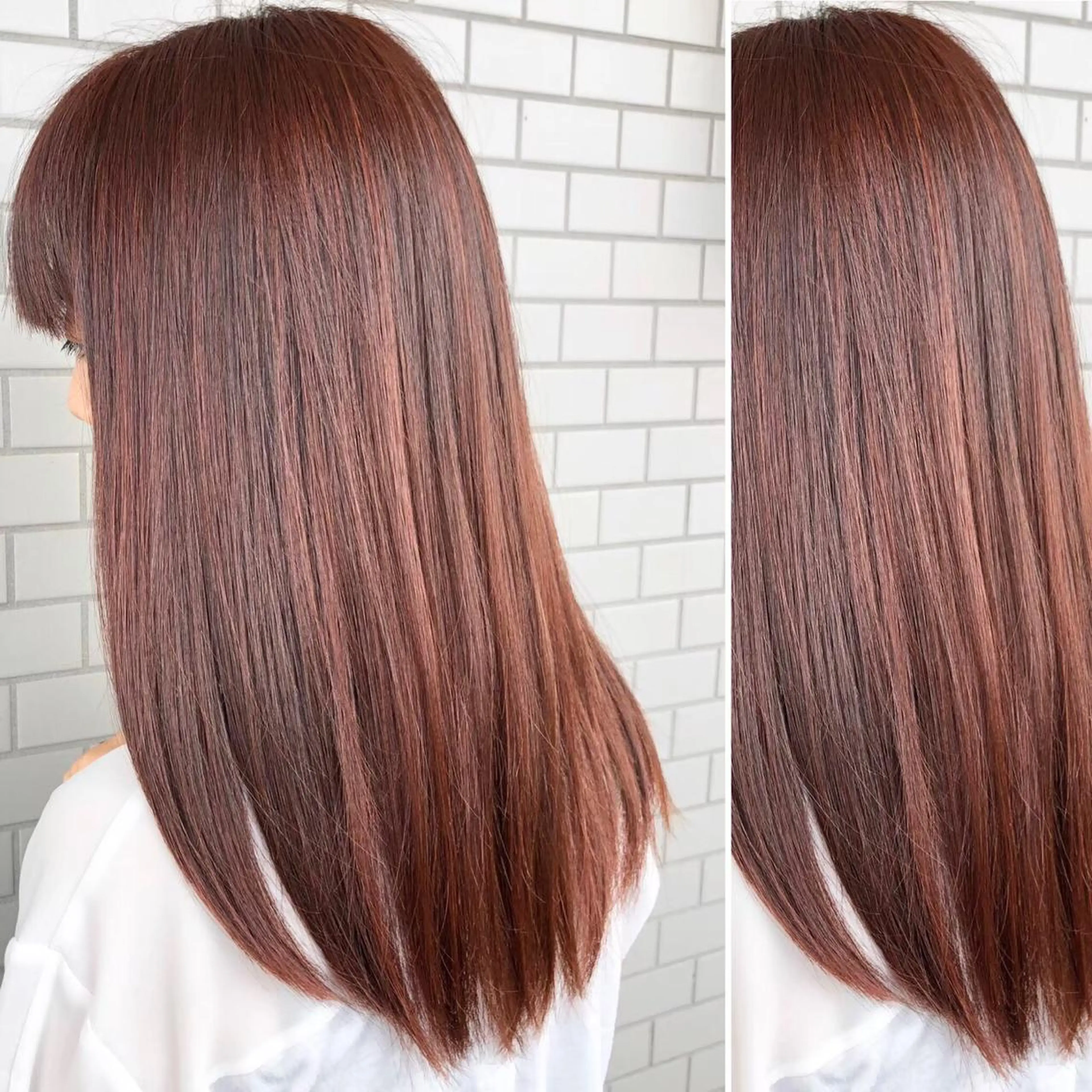 ミディアム カラー カット ヘアカラー JuNブリーチに 縮毛矯正するプロのヘアスタイル