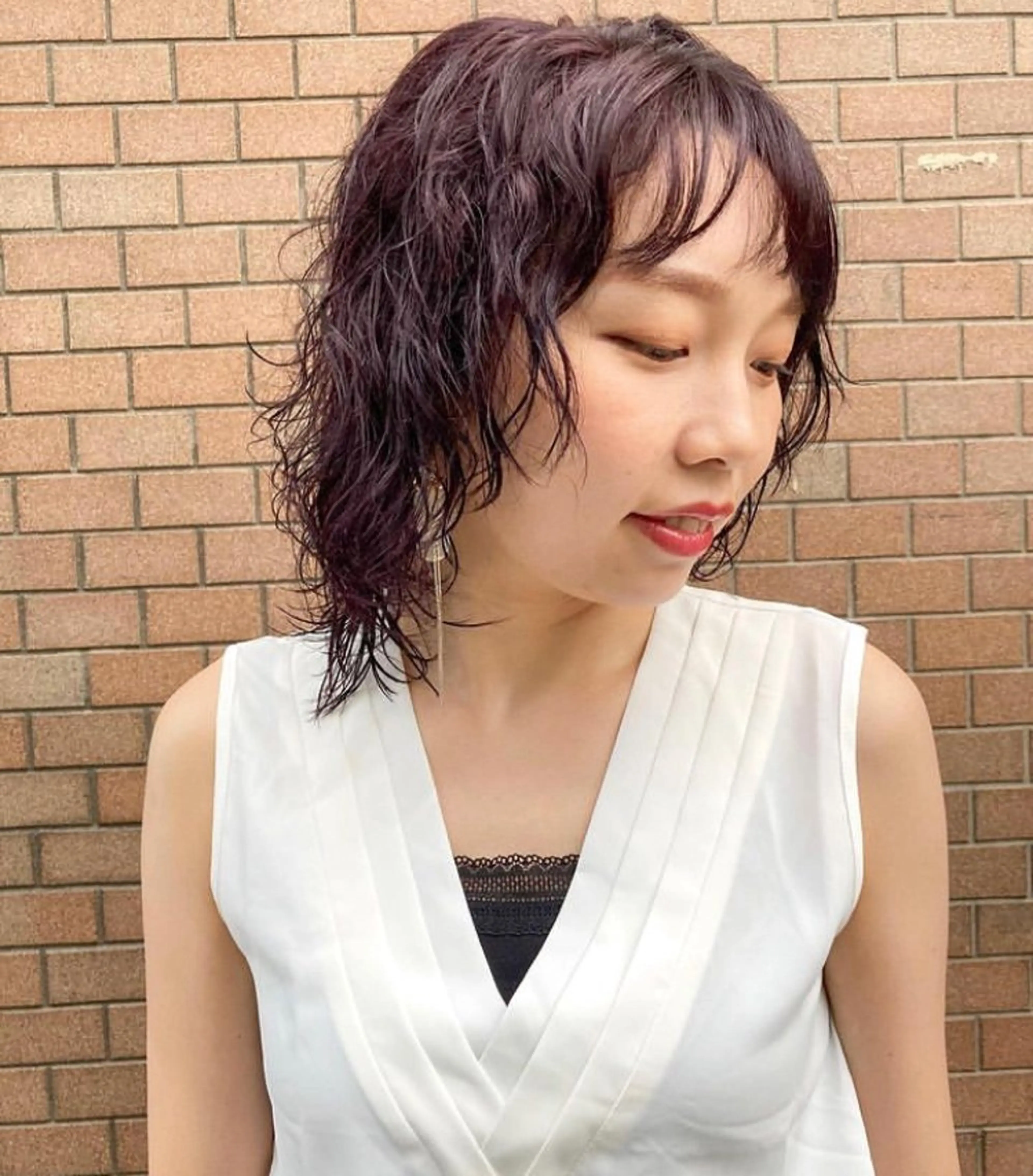 ミディアム カラー くせ毛 icie所属・大阪ヴィーガンサロン KANAKOのヘアスタイル