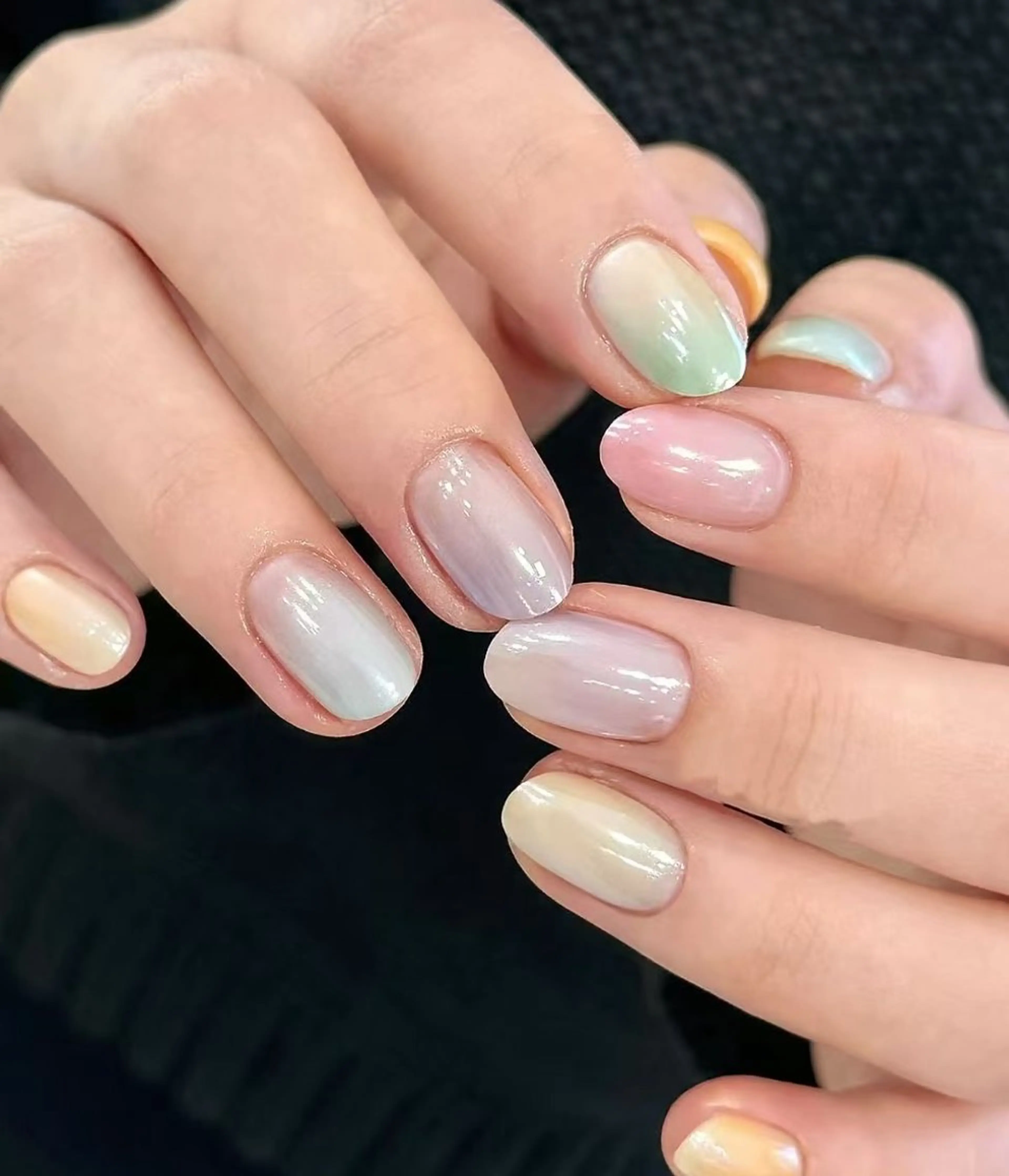 ネイル オーロラネイル フラワーネイル フットネイル フレンチネイル ジェルネイル ハンドネイル BabyYouMi ねねのネイルデザイン