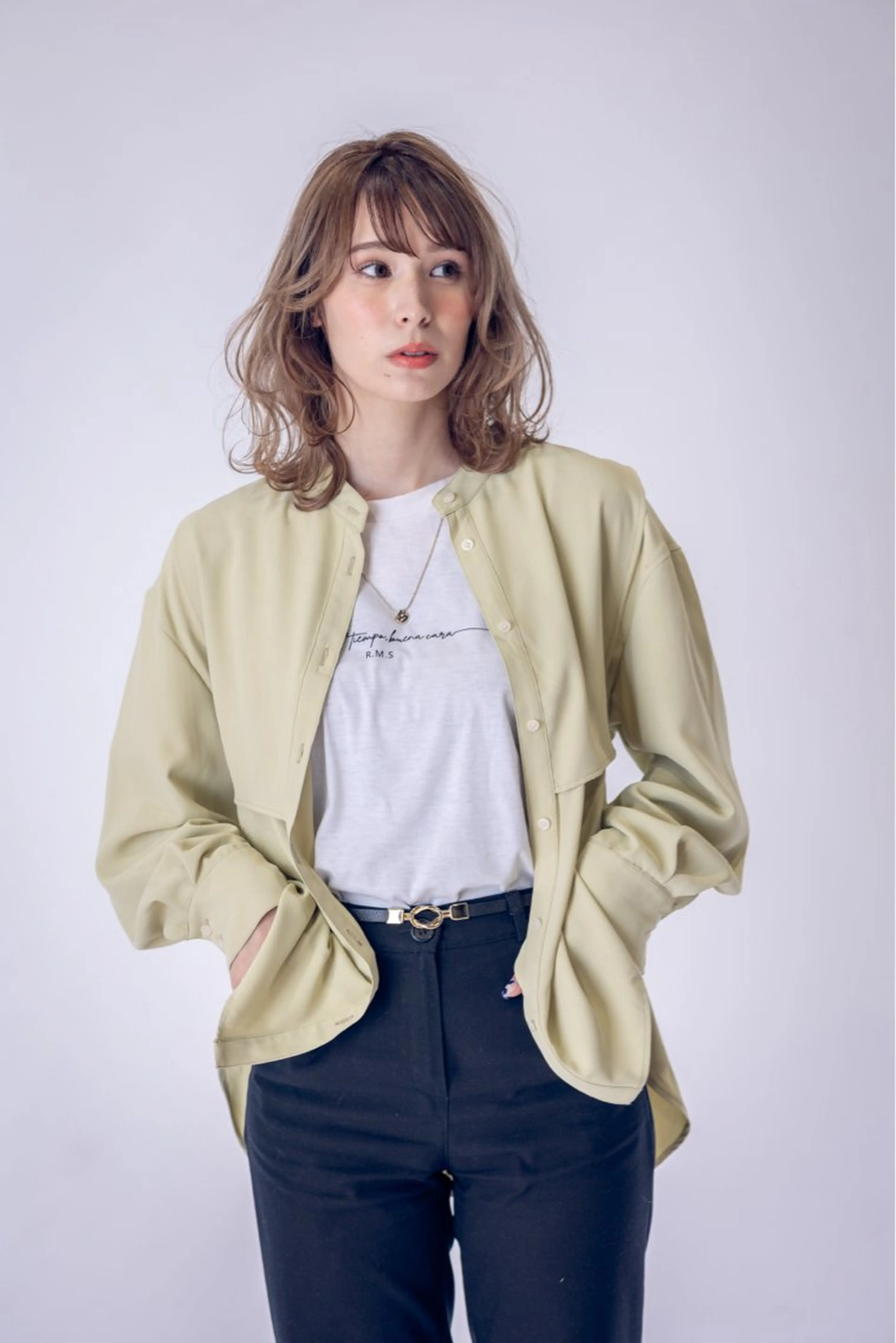 ミディアム コテ巻きパーマ/韓国 パーマ/佐野のヘアスタイル