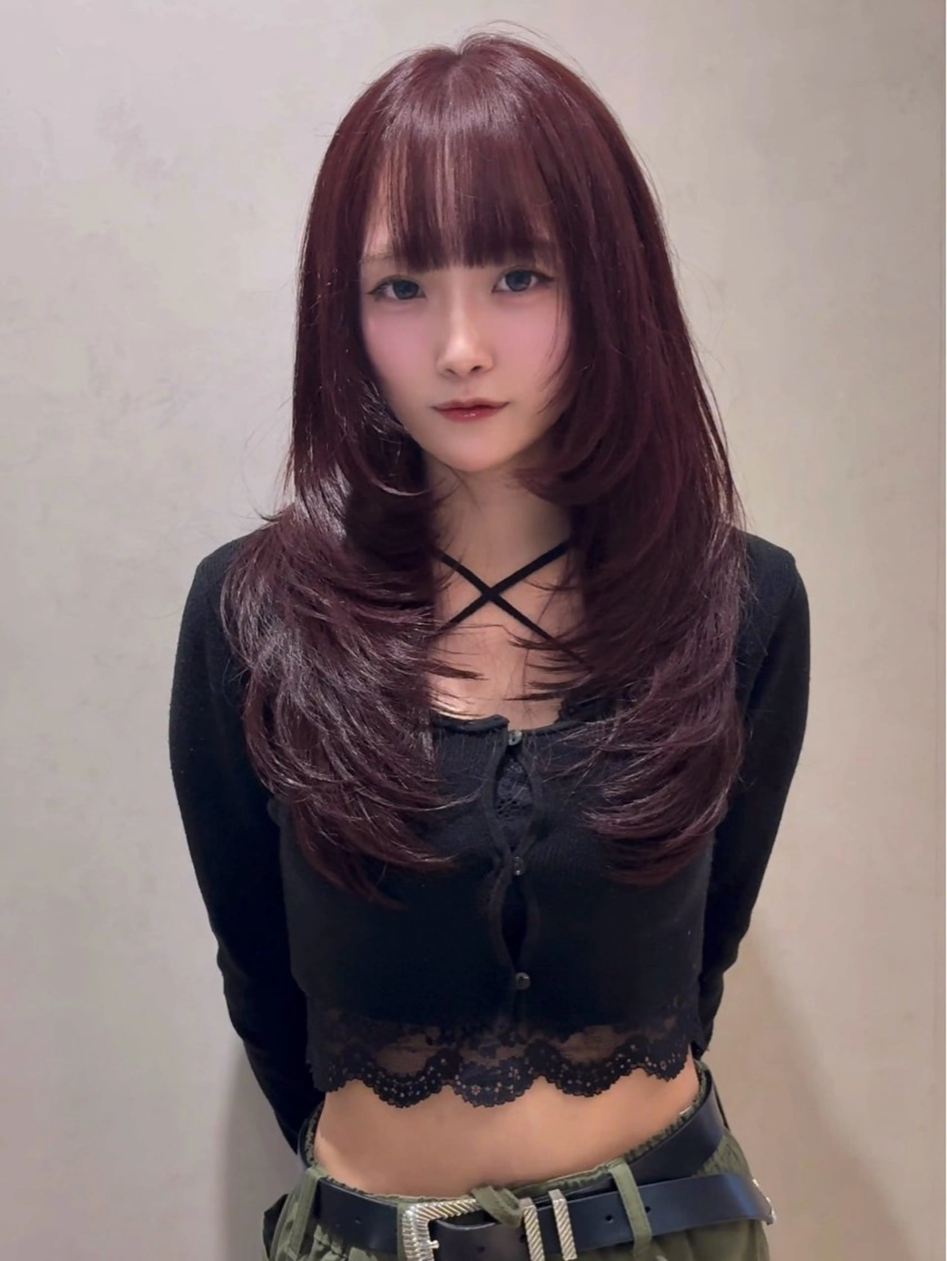 ロング カラー ブリーチ ブラウンカラー ダブルカラー ブリーチなしカラー レイヤーカット ヘアカラー meby所属・🩵福岡ブリーチなし レイヤー/紫音🩵のヘアスタイル