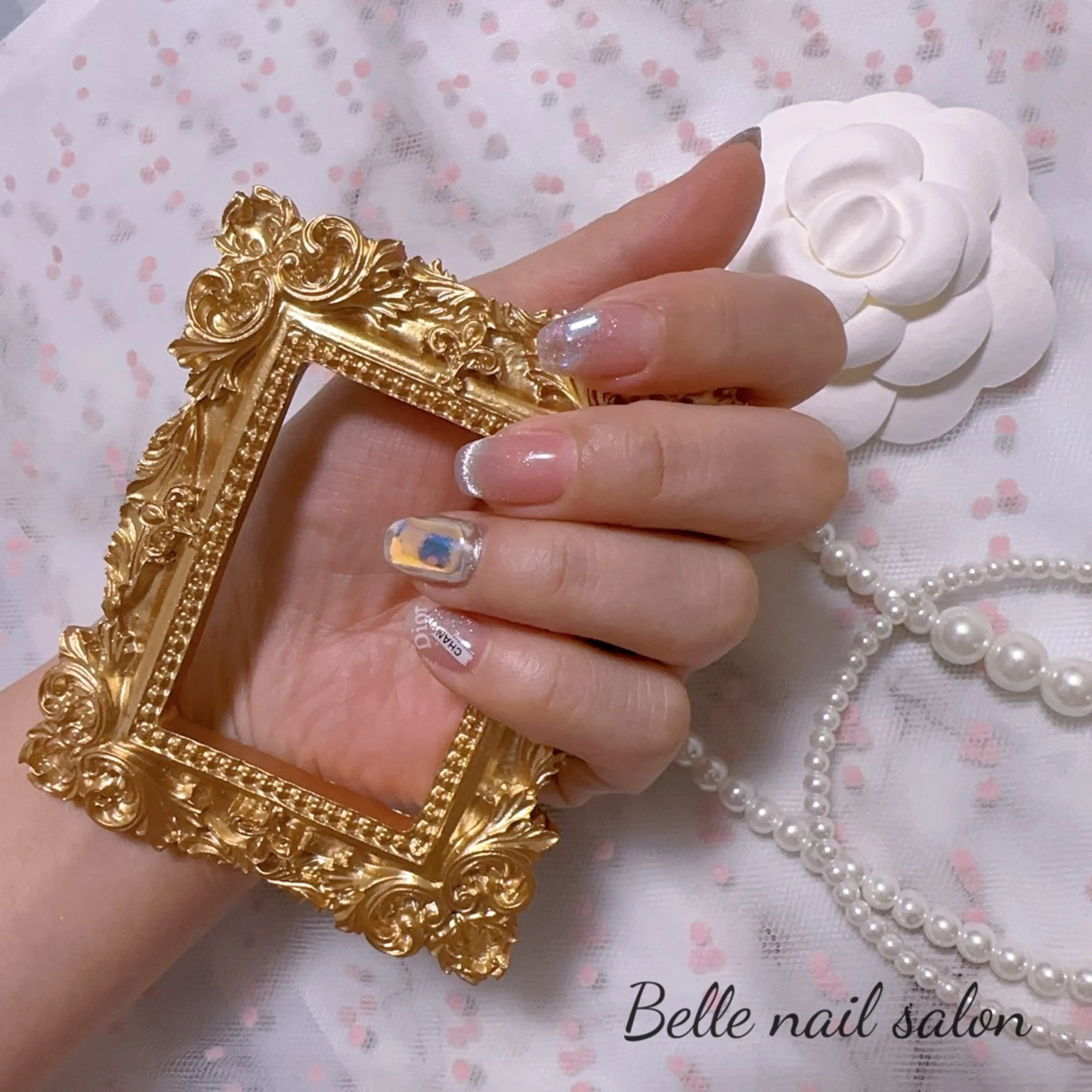 ネイル オーロラネイル フットネイル 韓国ネイル ラメ(グリッター) ラメグラデーション Belle nail salon 新小岩のネイルデザイン