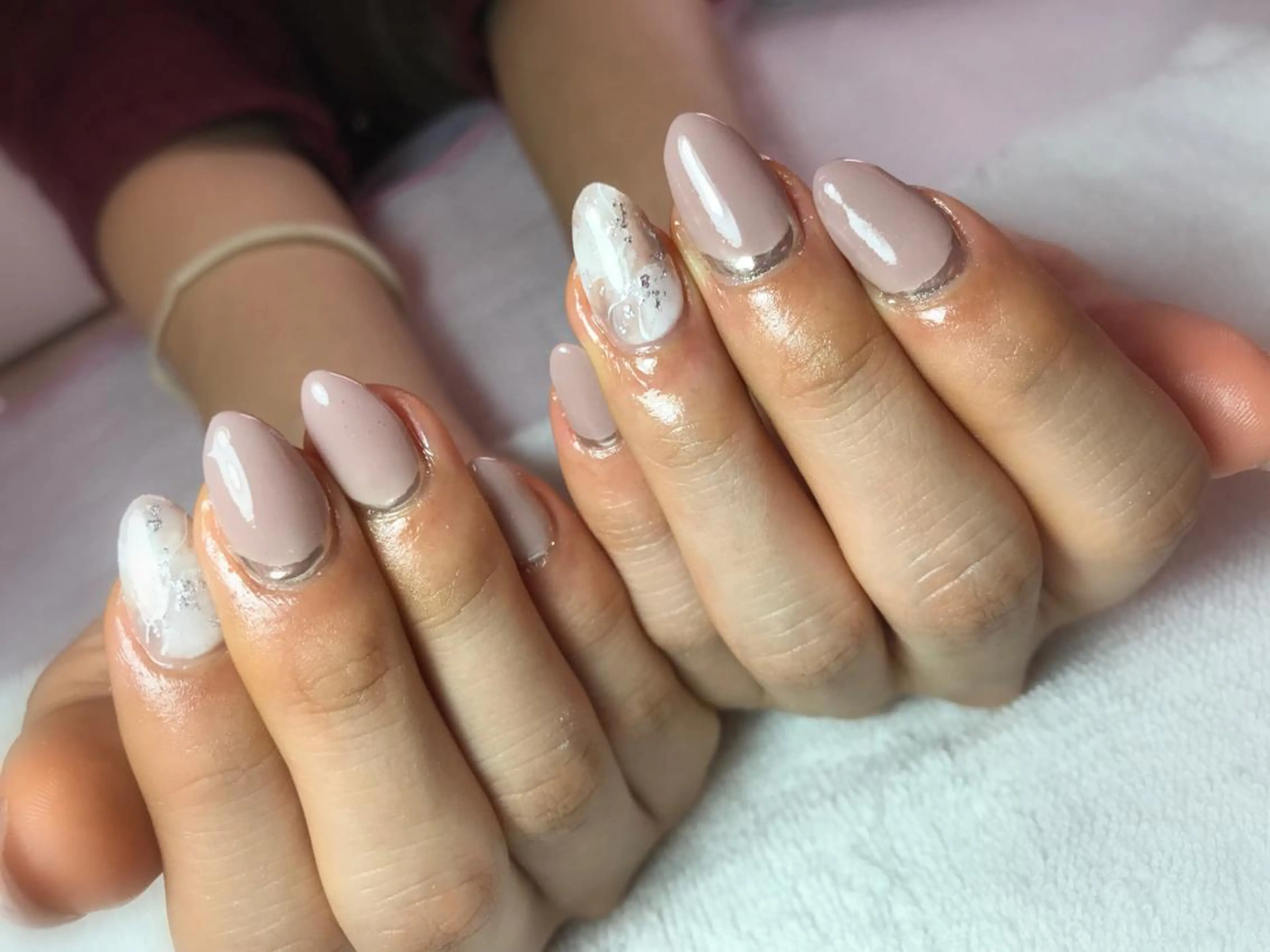 ネイル 大理石ネイル(マーブル) ミラーネイル Era nailのネイルデザイン