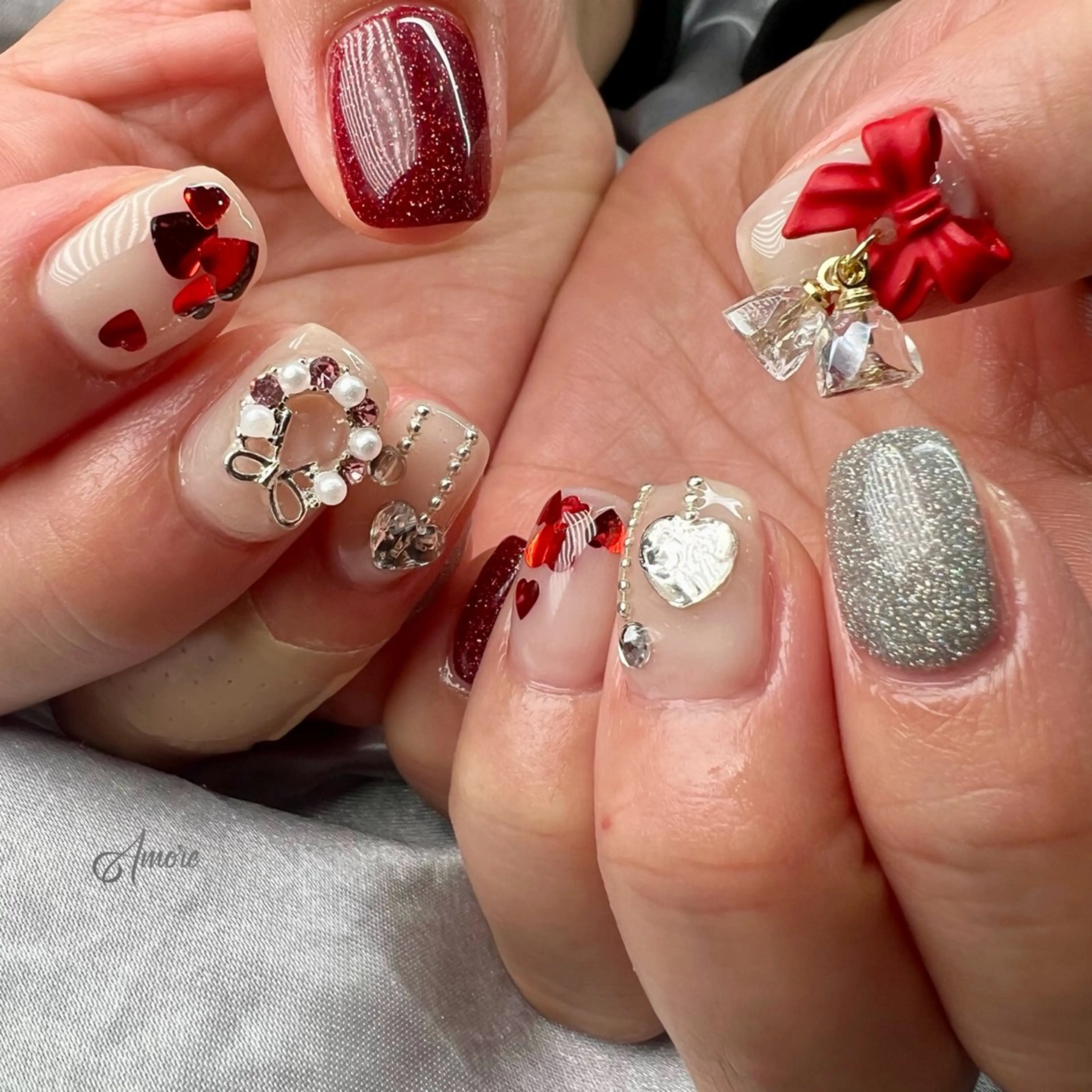 ネイル ジェルネイル キラキラネイル 韓国ネイル パラジェル 冬ネイル You kyehwaのネイルデザイン