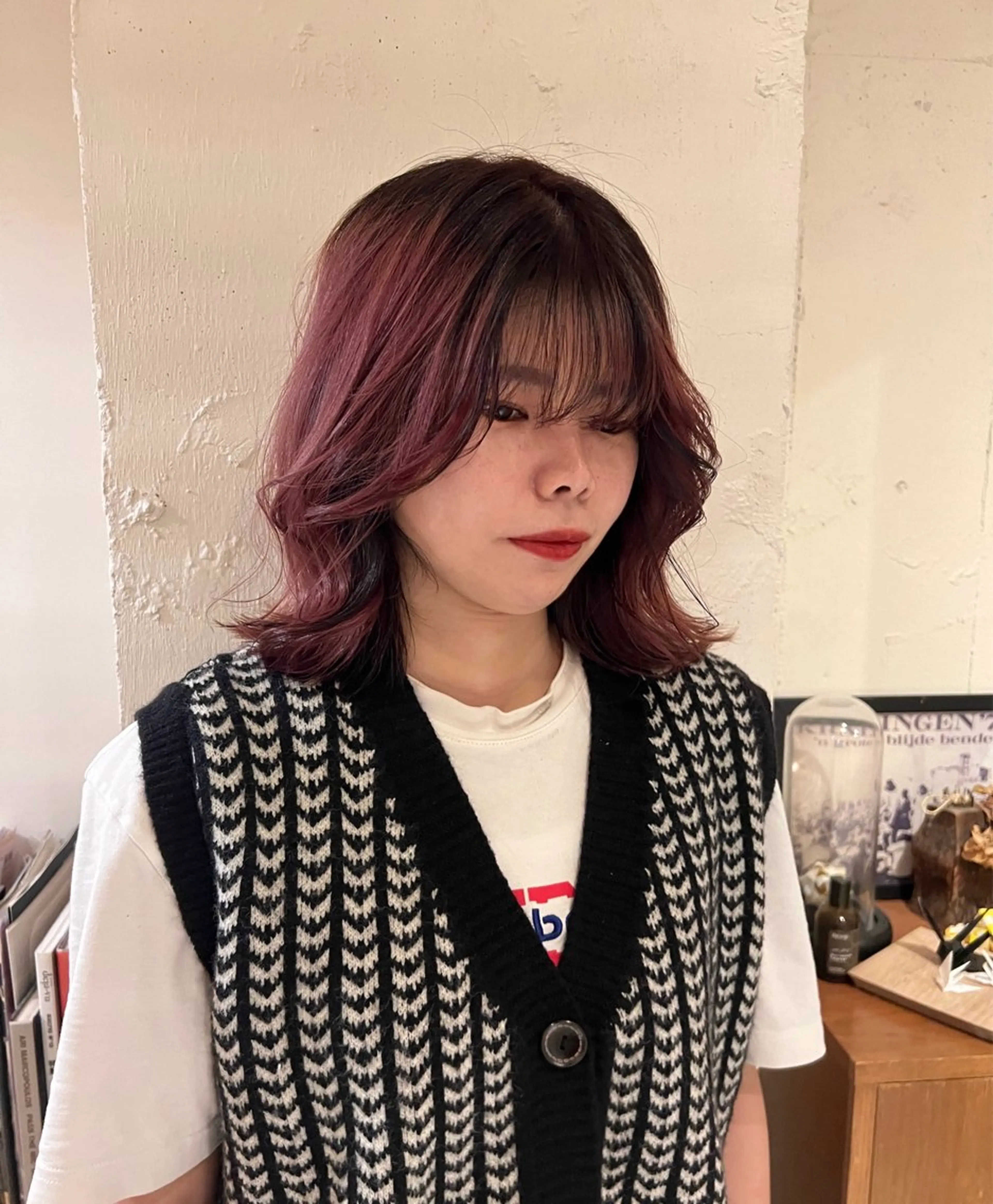 ミディアム カラー ヘアアレンジ ハイトーンカラー drop /Hiroto✩.*のヘアスタイル