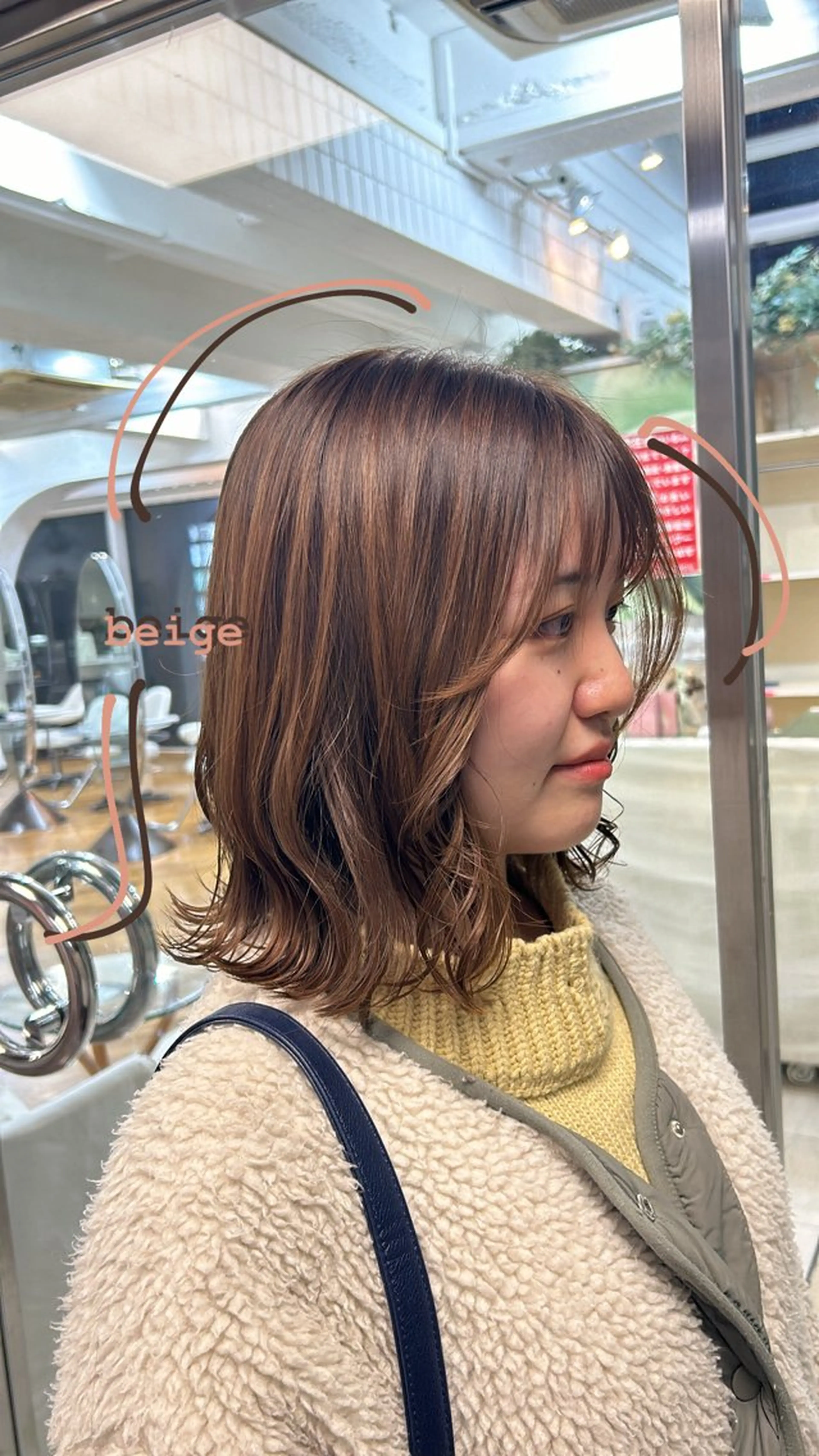 ミディアム カラー ベージュカラー ありむらもえ/ 透明感カラーのヘアスタイル