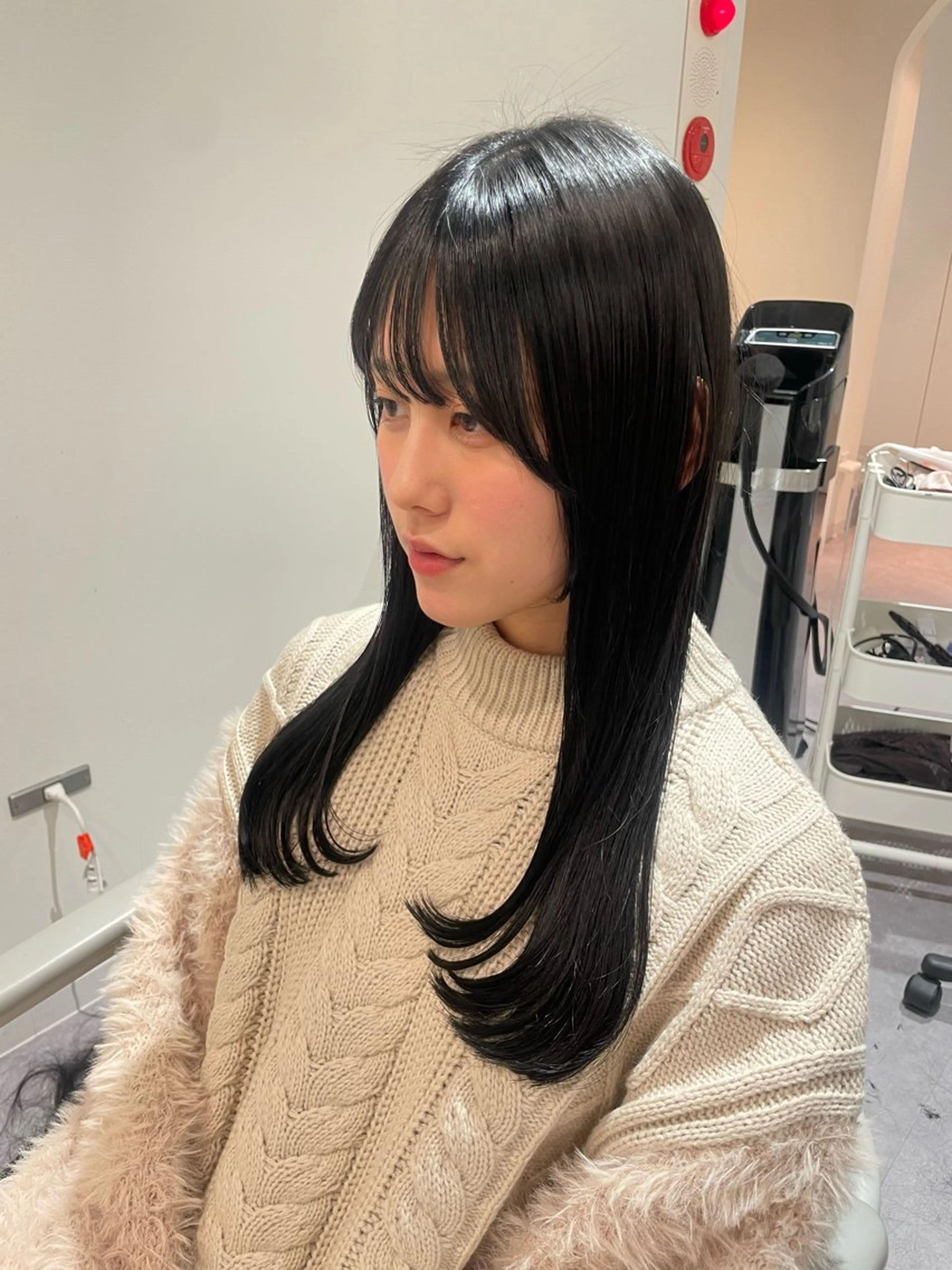 ロング 顔まわりレイヤー レイヤーカット 廣岡 采音のヘアスタイル