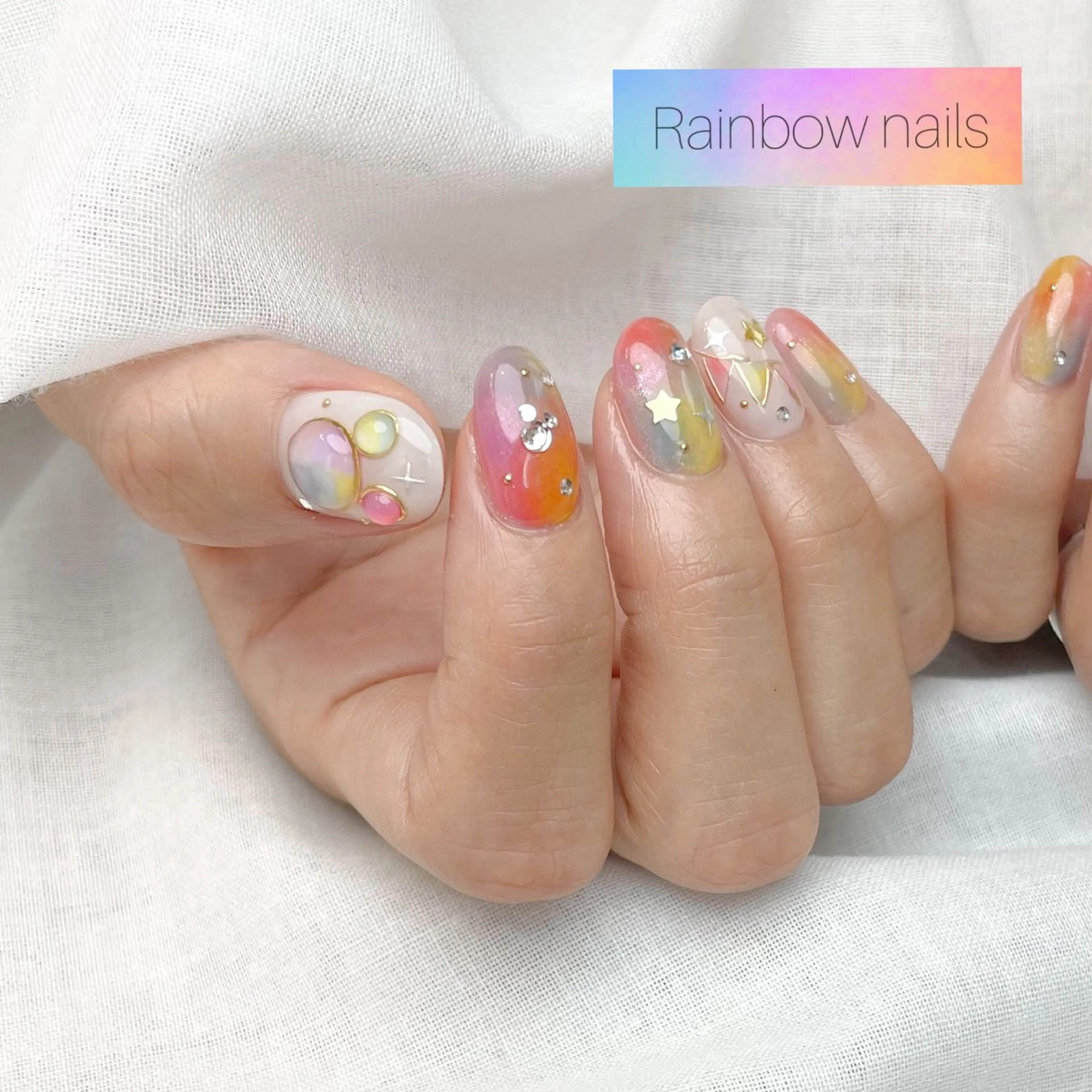 ネイル Rainbow nailsくろちゃんのネイルデザイン