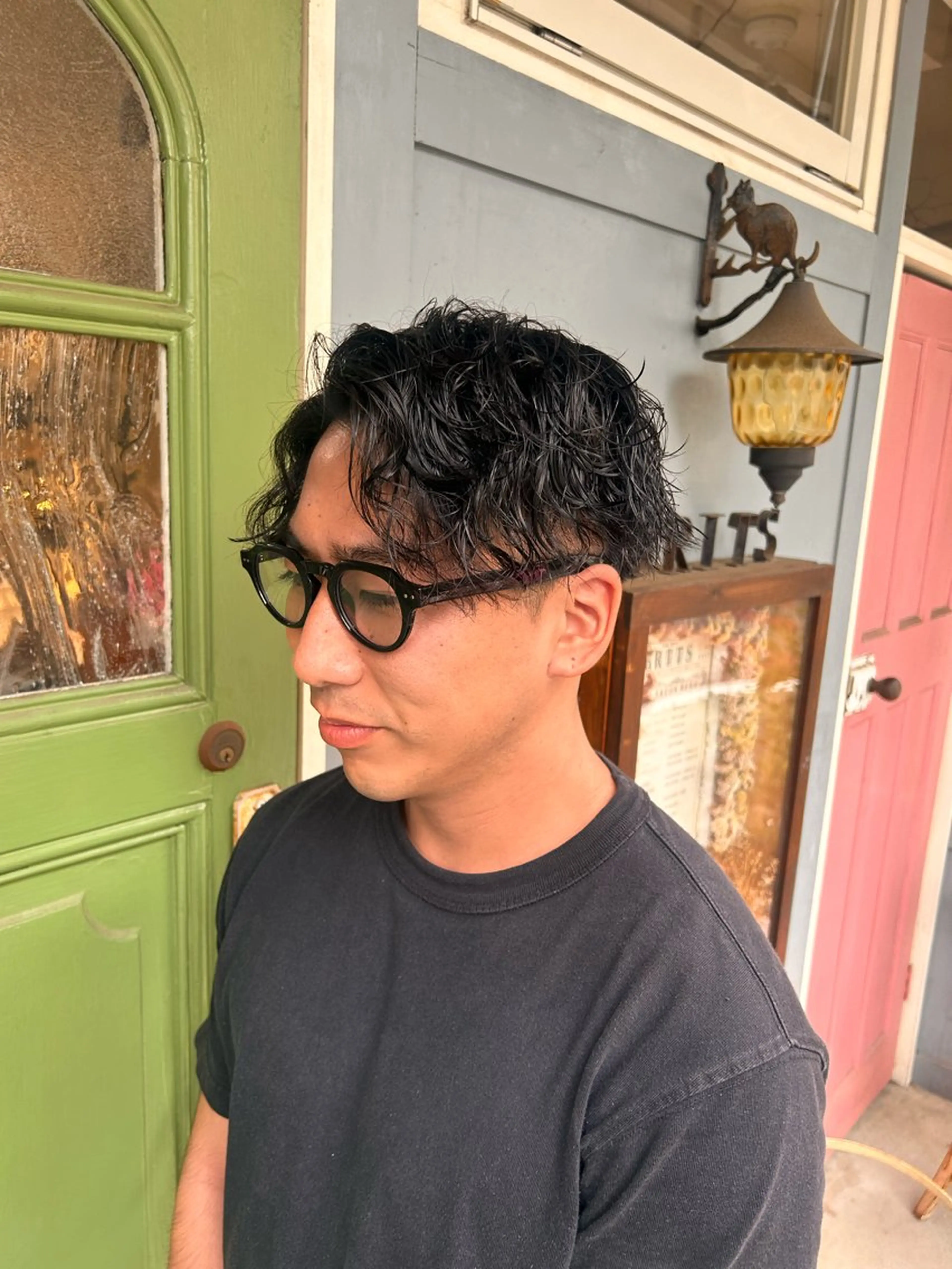 ショート パーマ メンズ カット パーマ 清水千優/パーマ/透 明感カラー/メンズのヘアスタイル