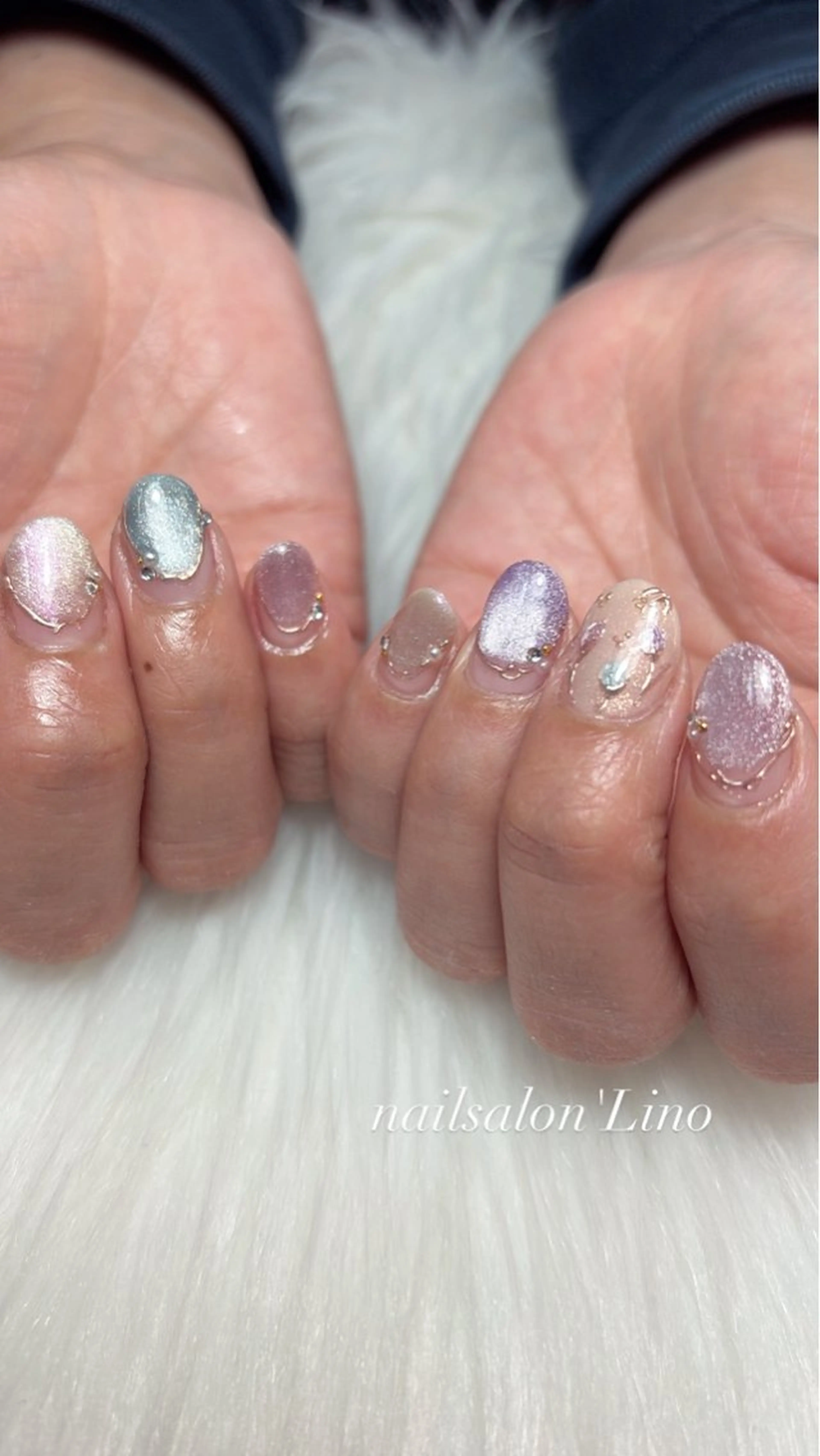 ネイル アートネイル マグネットネイル 持ち込み 春ネイル ハンドネイル Lino𓂃⟡.· Chizuruのネイルデザイン