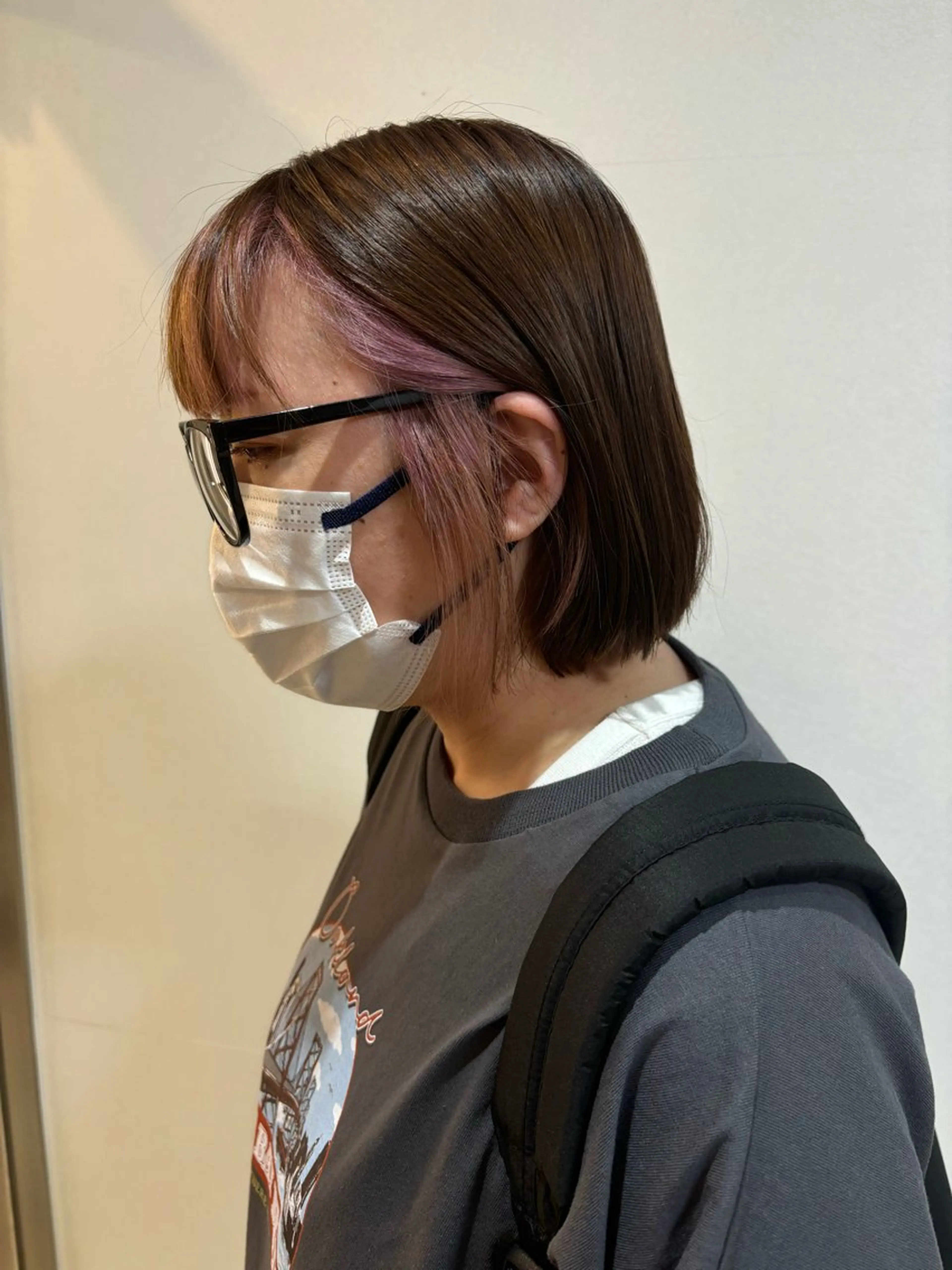 ショート カラー ベージュカラー ピンクカラー ピンクベージュ ボブ 札幌パーマ 髪質改善/後藤海音のヘアスタイル