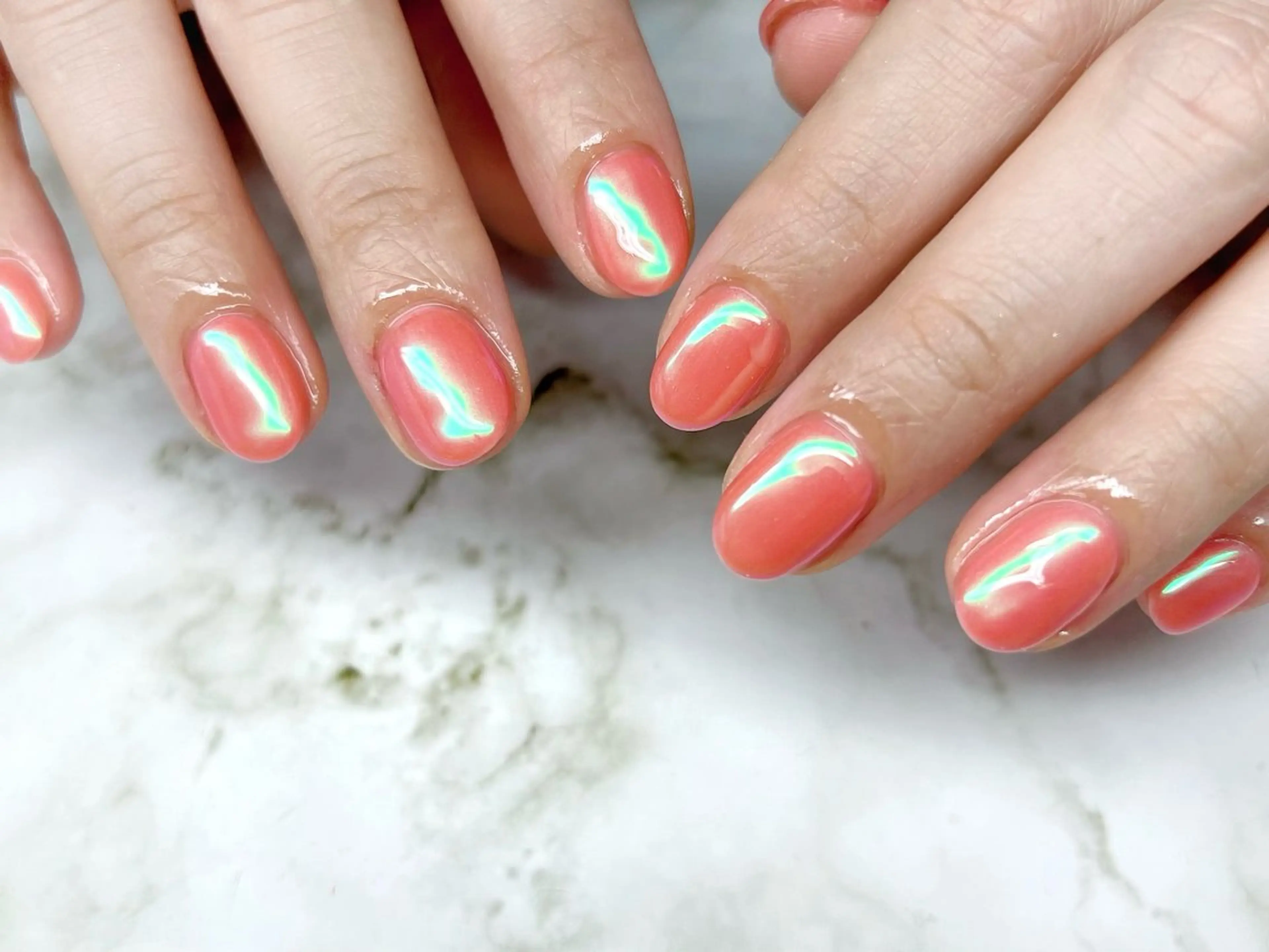 ネイル ミラーネイル ワンカラーネイル ハンドネイル NailSalon MAHINAのネイルデザイン