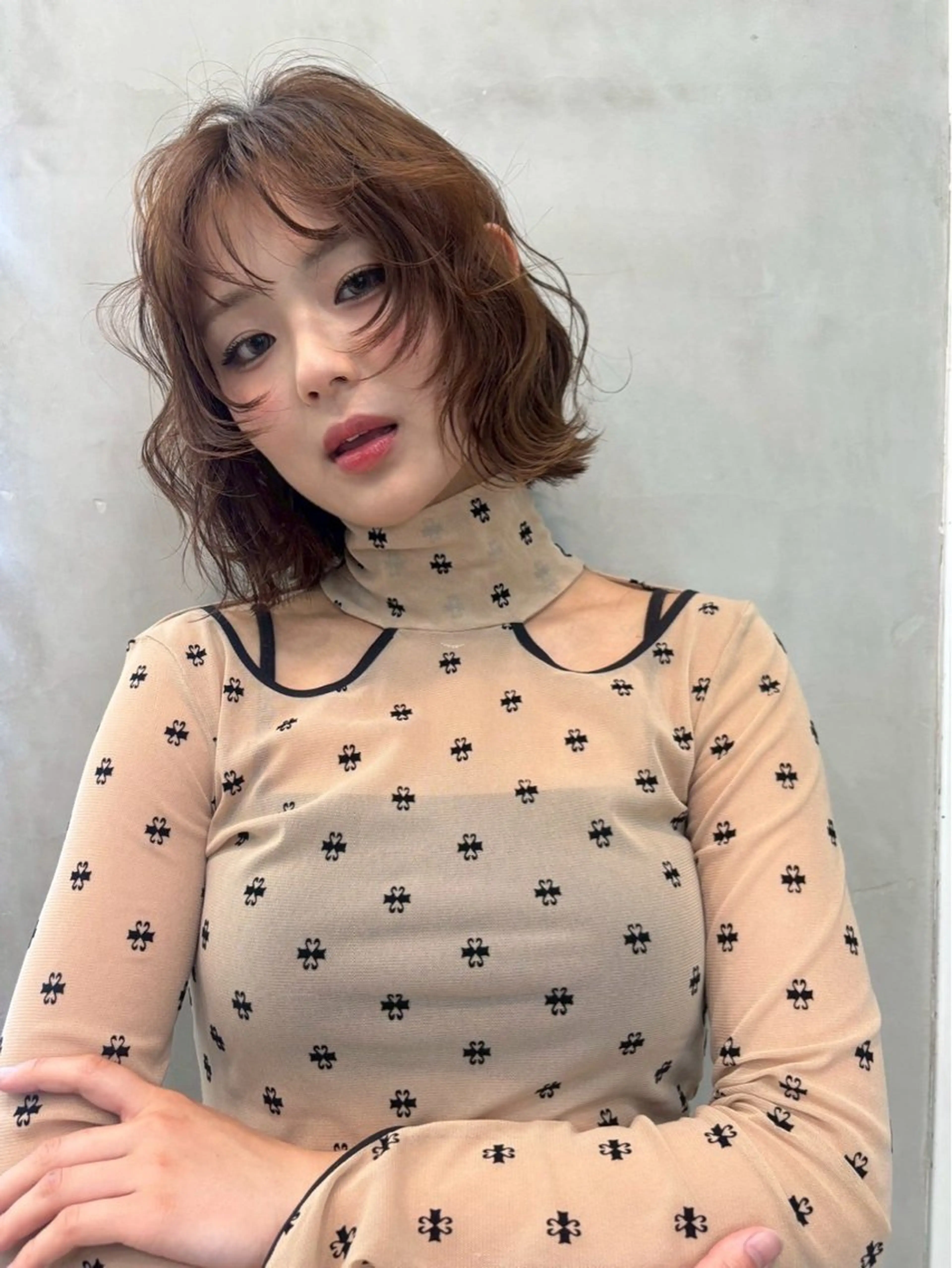 ミディアム カラー ヘアアレンジ トリートメント ニュアンスカラー🧶 nanacoのヘアスタイル