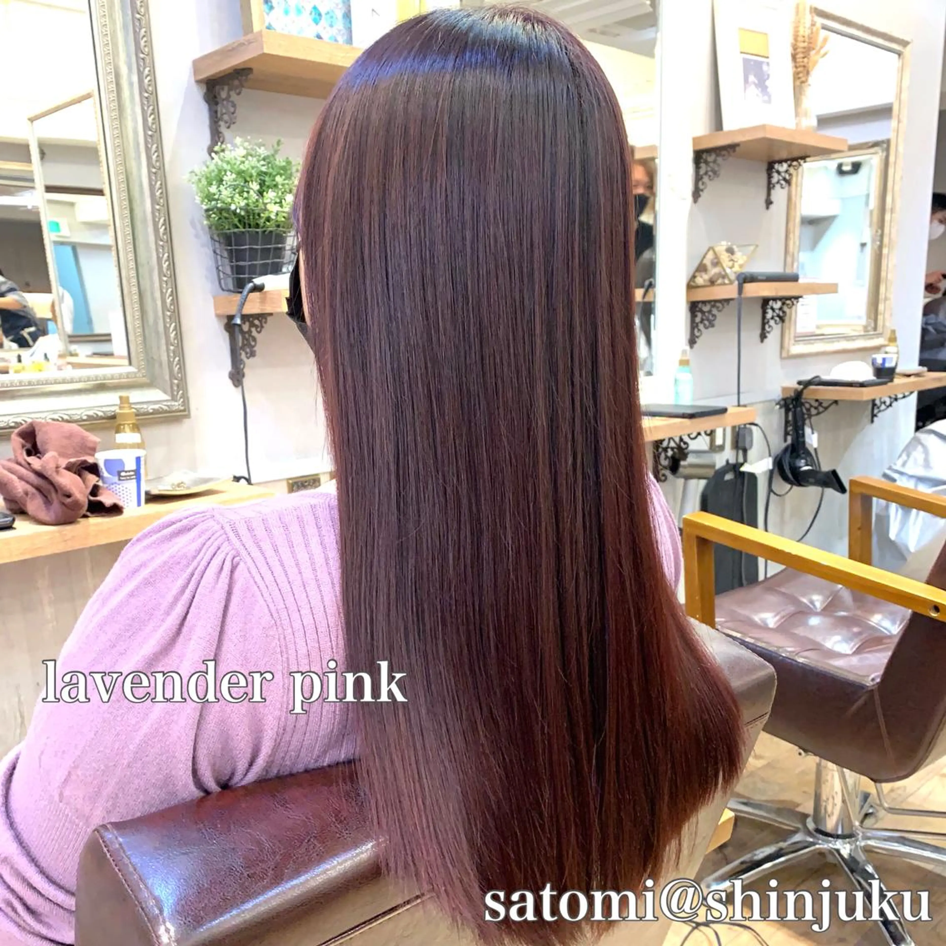 セミロング 淡色ふんわりhair 新宿satomiのヘアスタイル