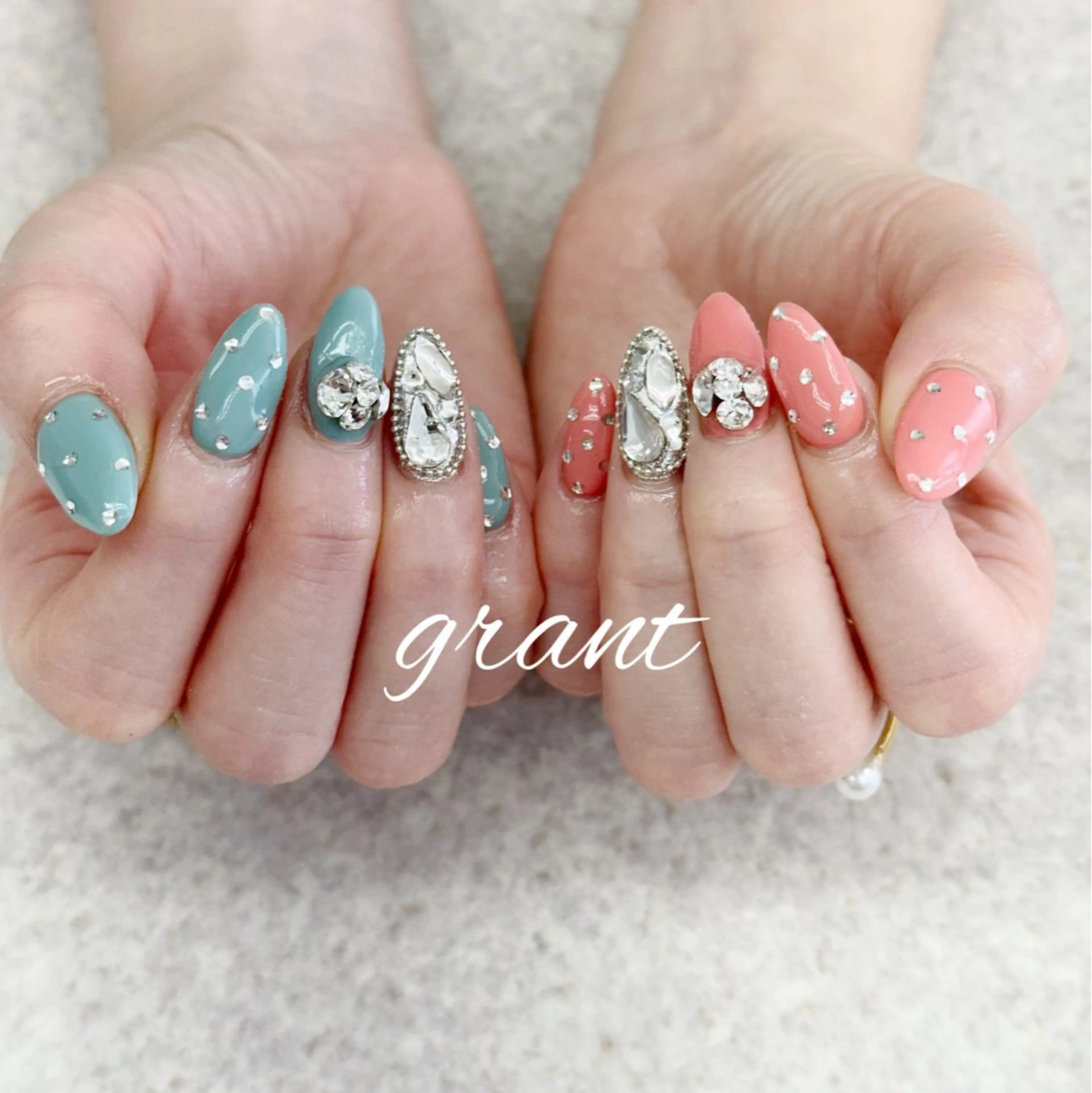 ネイル ストーンネイル ハンドネイル nail salon grant所属・nailsalon grantのネイルデザイン
