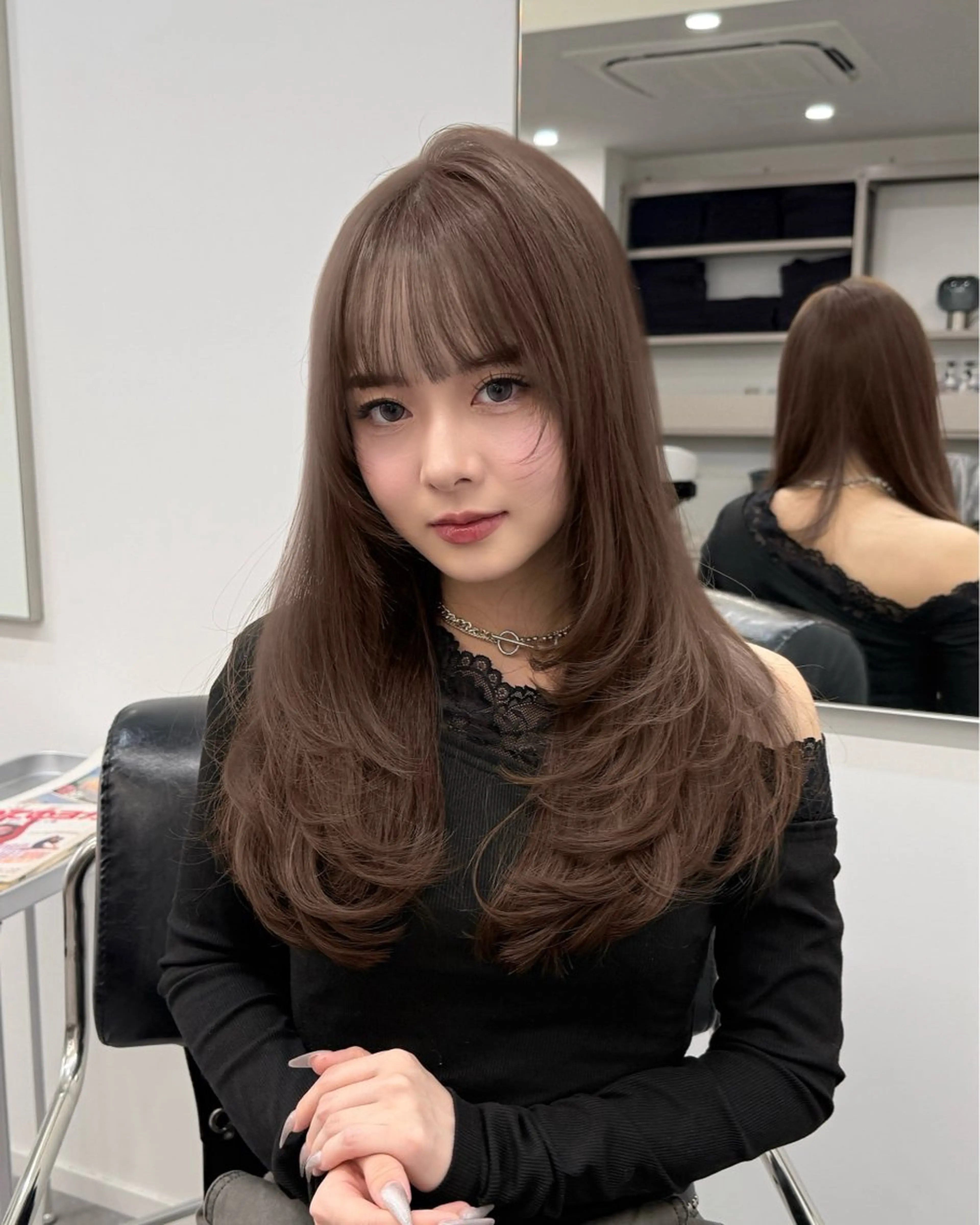 ロング カラー レイヤーカット カット ヘアカラー トリートメント 顔まわり職人🇰🇷 韓国ヘア/KAITOのヘアスタイル