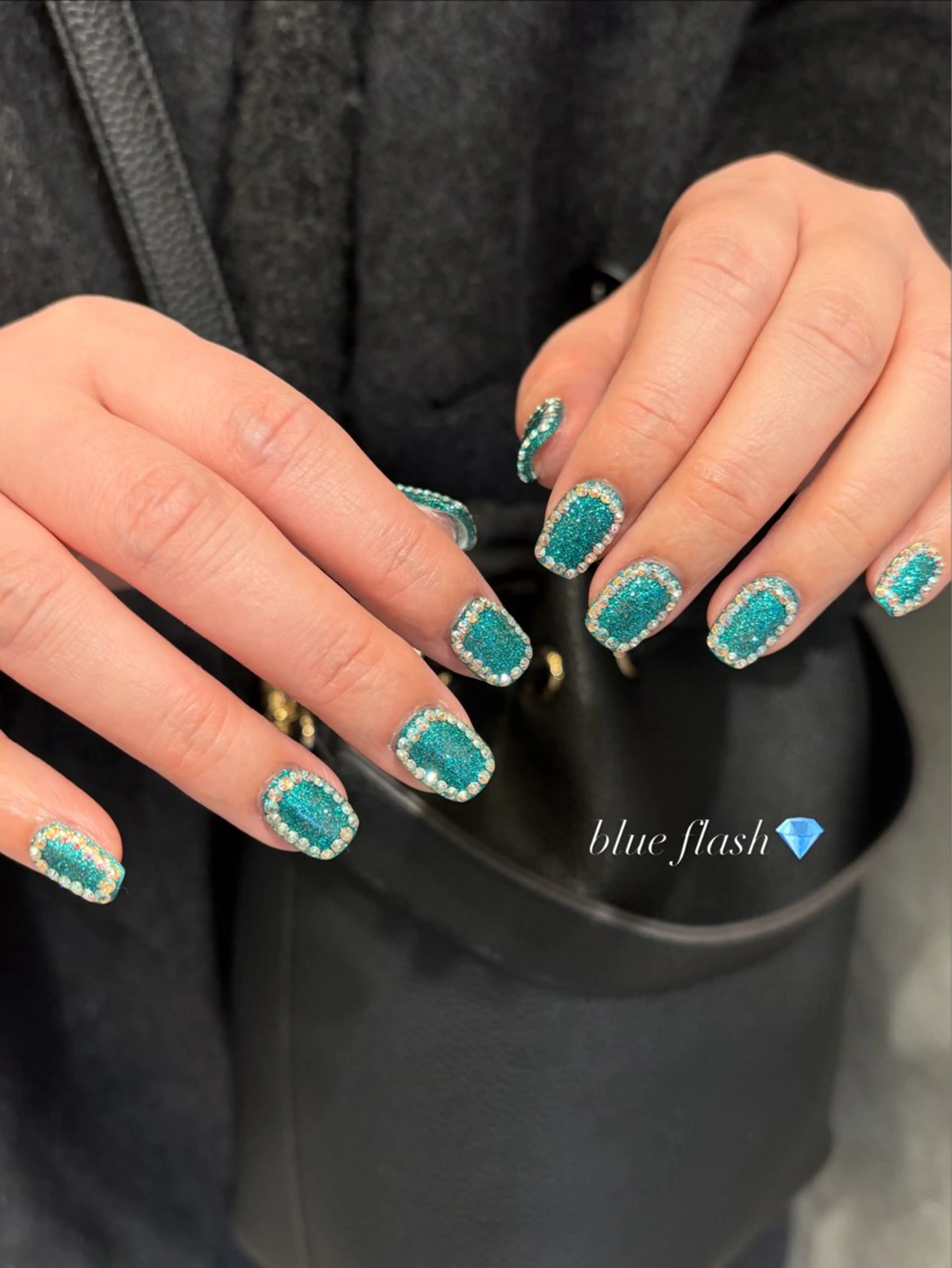 ネイル ブルー ラメ(グリッター) ハンドネイル She nail studio 原宿所属・パラジェル有/ スカルプ/mahoのネイルデザイン