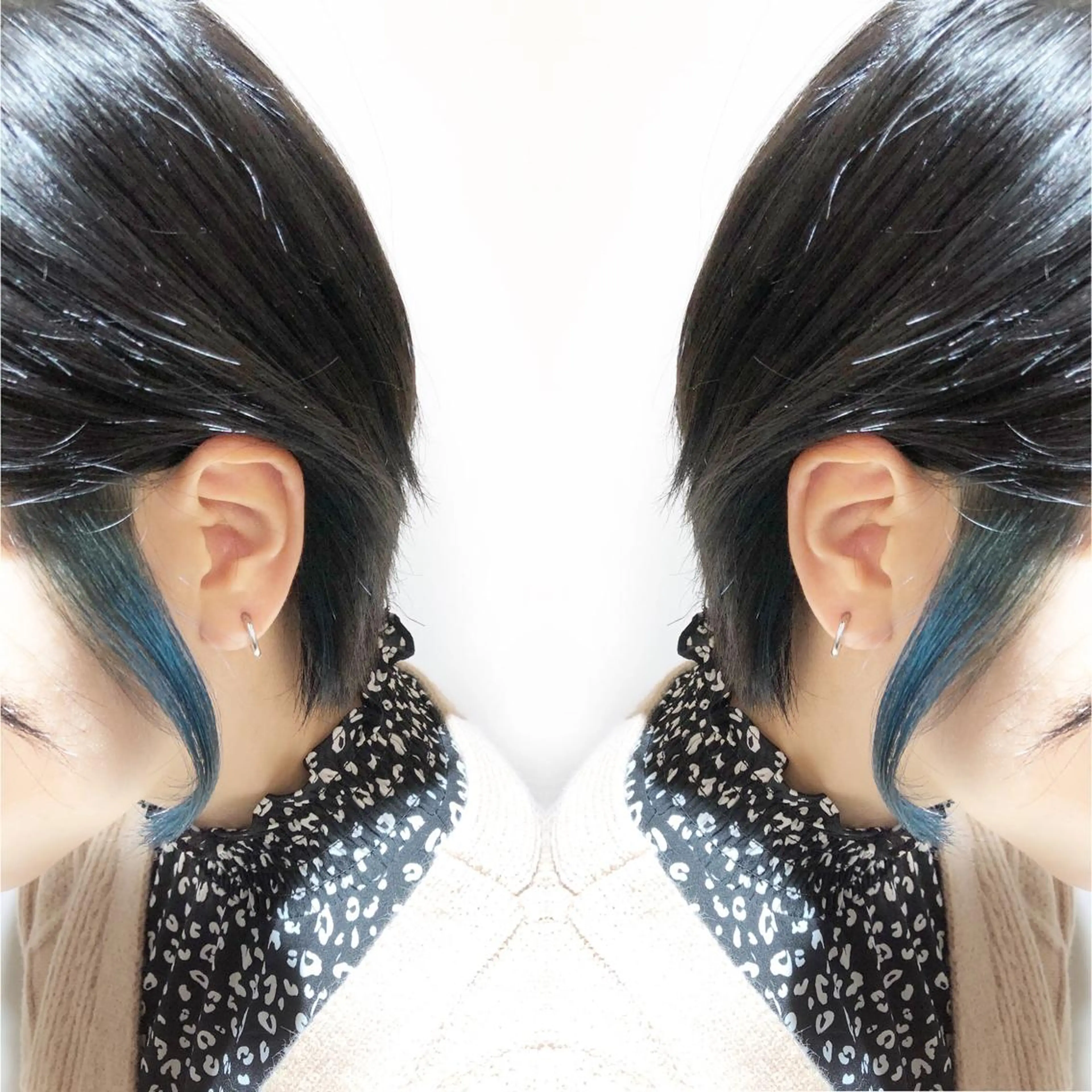 ミディアム カラー イヤリングカラー インナーカラー ご予約 宜しくお願いします！のヘアスタイル