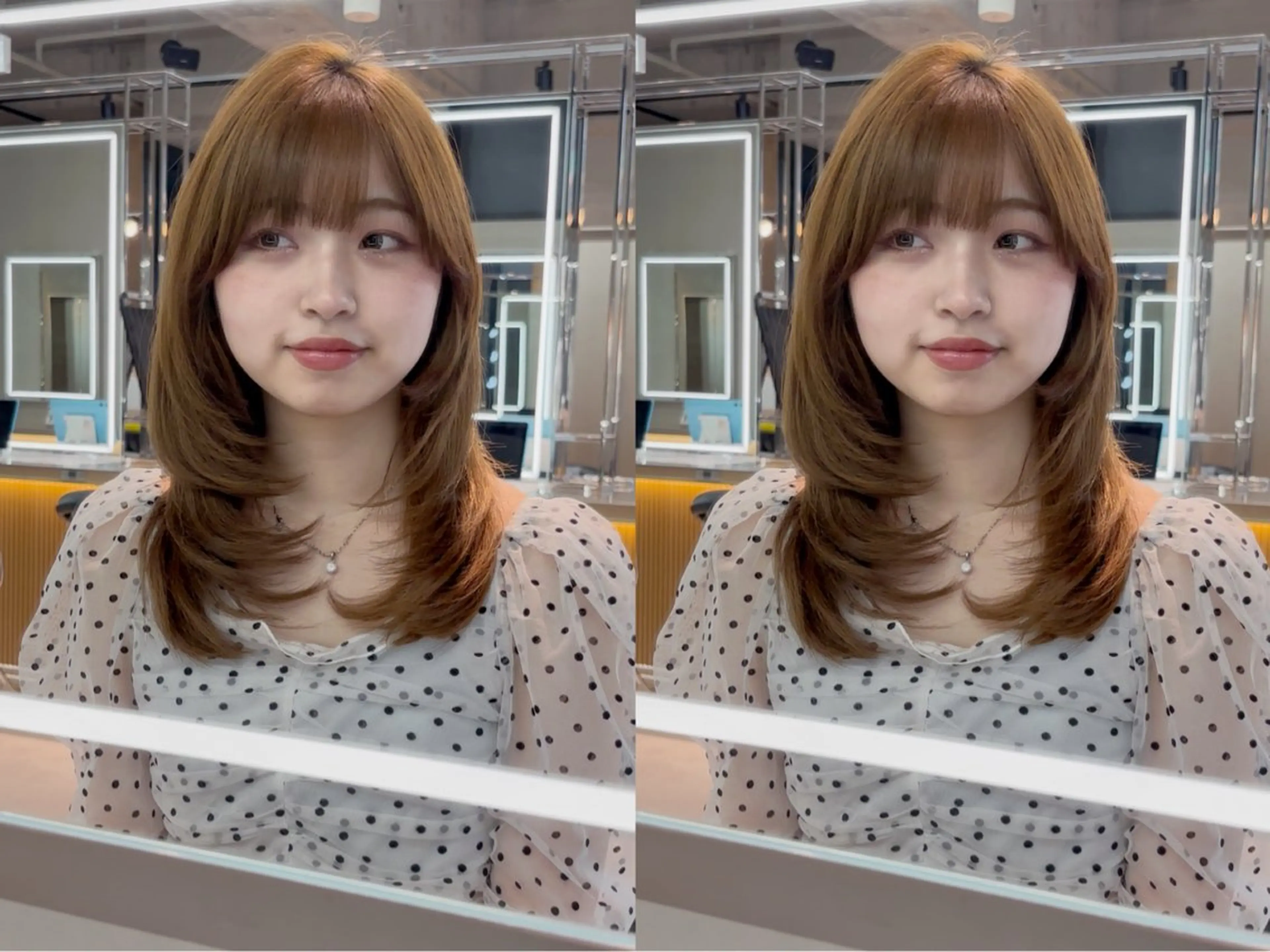 ミディアム カラー ミディアムレイヤー ブリーチ 透明感カラー ブリーチなしカラー 顔まわりレイヤー 【美髪矯正】 吉村　清志のヘアスタイル