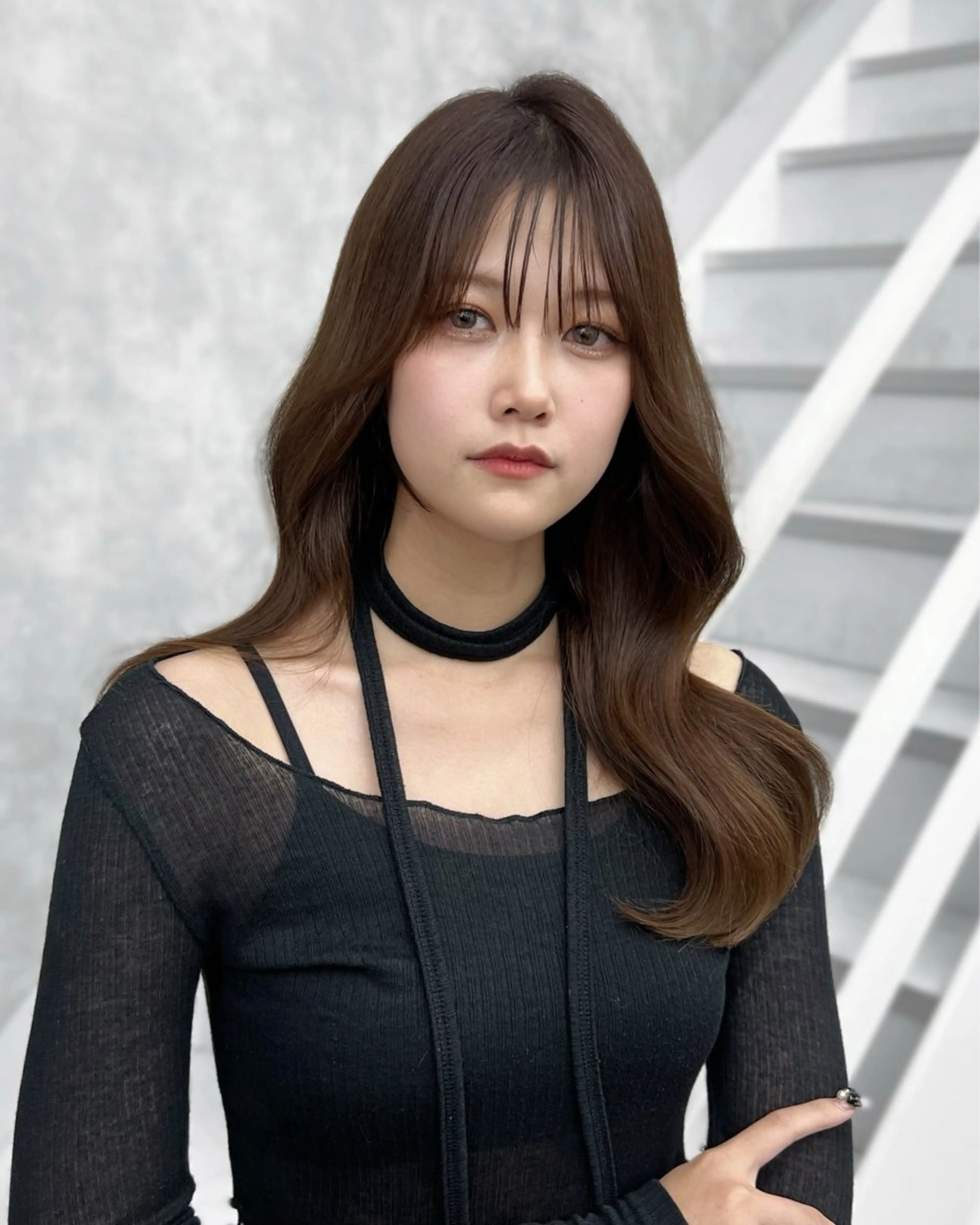 セミロング 顔周りカット レイヤーカット 小顔カット 京都レイヤーカット うえひのヘアスタイル