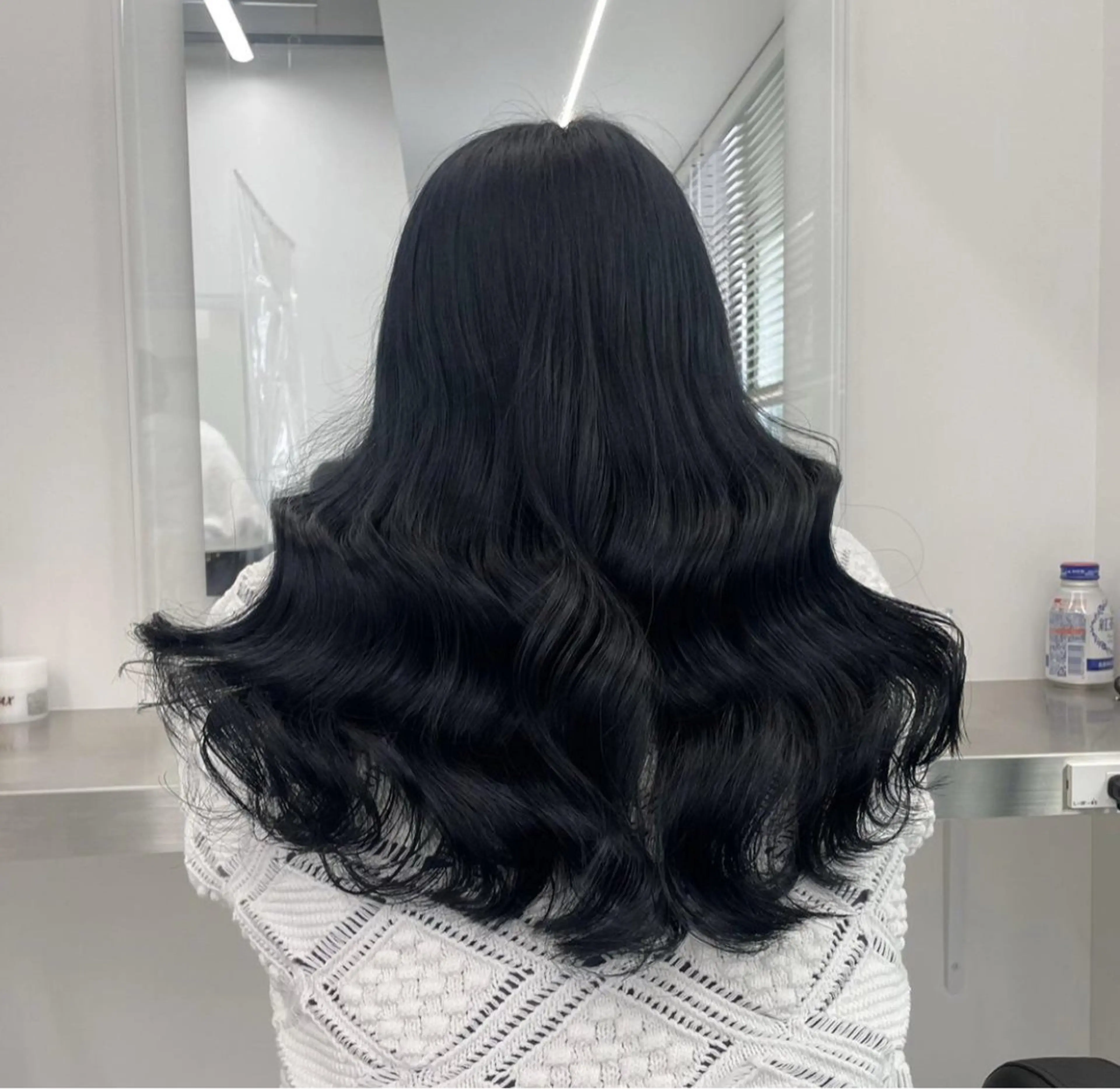 ロング カット ヘアカラー トリートメント 韓国ヘア/ブリーチ無 しWカラー/オリーブのヘアスタイル