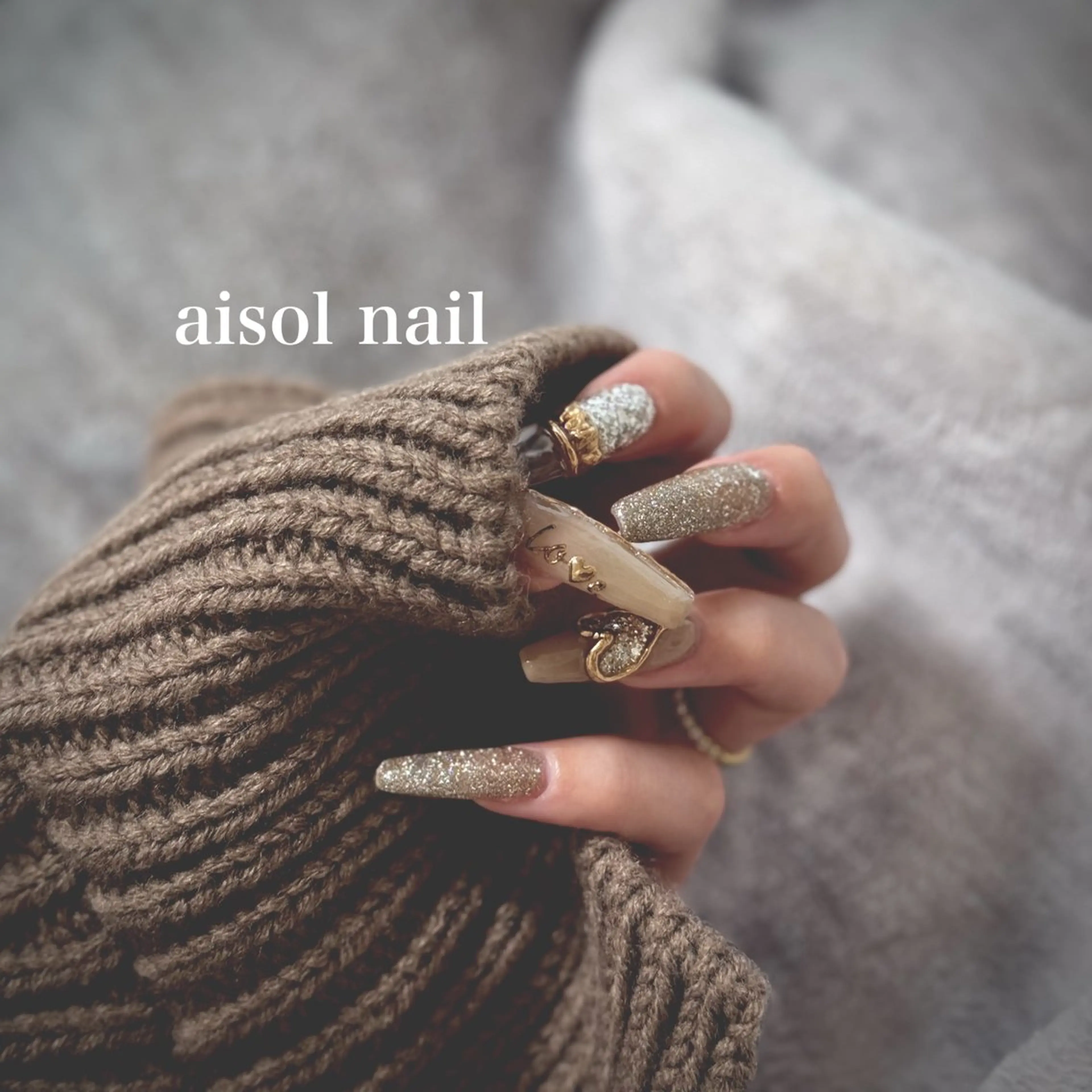 ネイル ハート ぷっくりネイル ハンドネイル Aisol nail salonのネイルデザイン