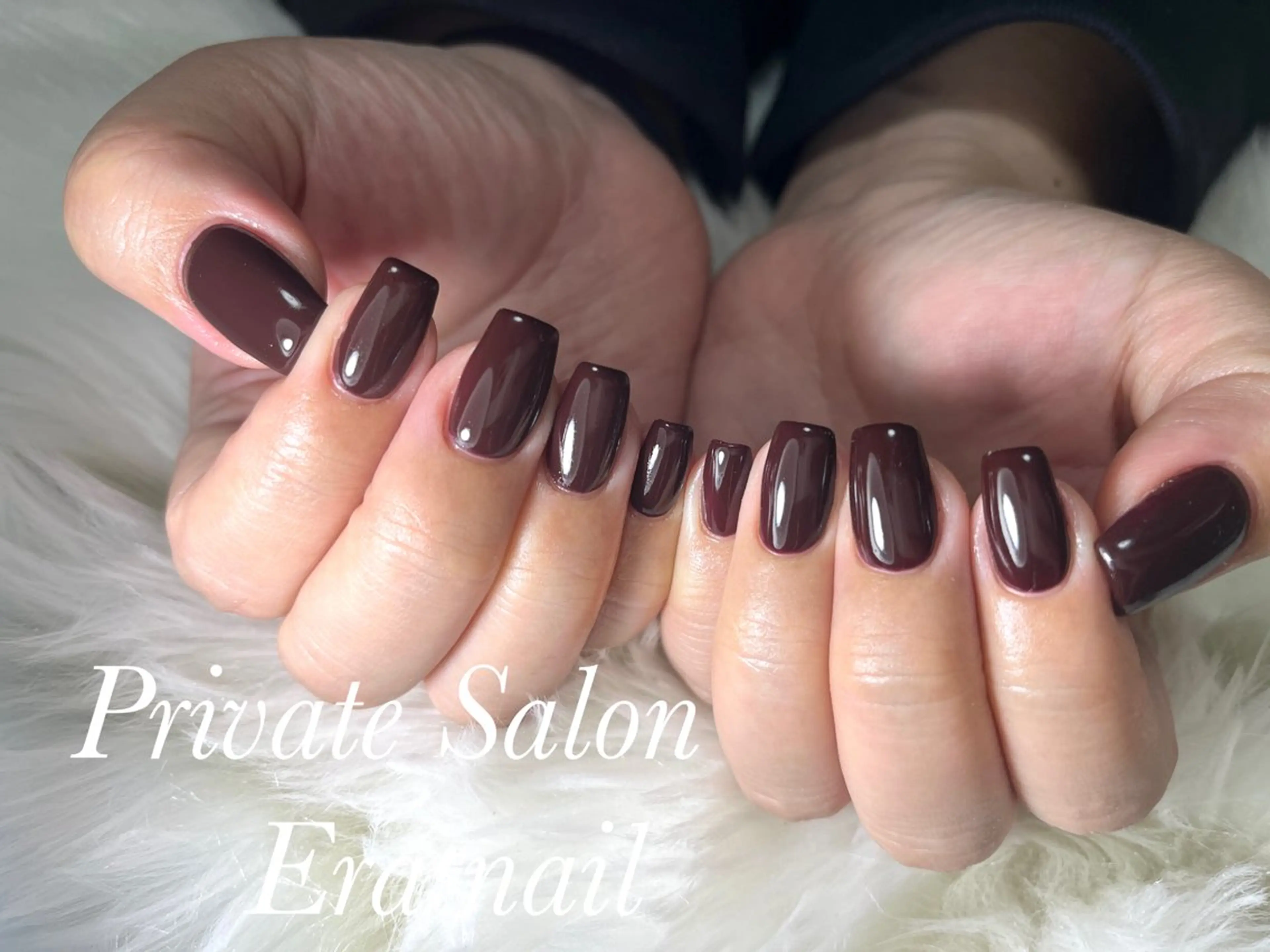 ネイル ボルドー ブラウン ハンドネイル Era nailのネイルデザイン