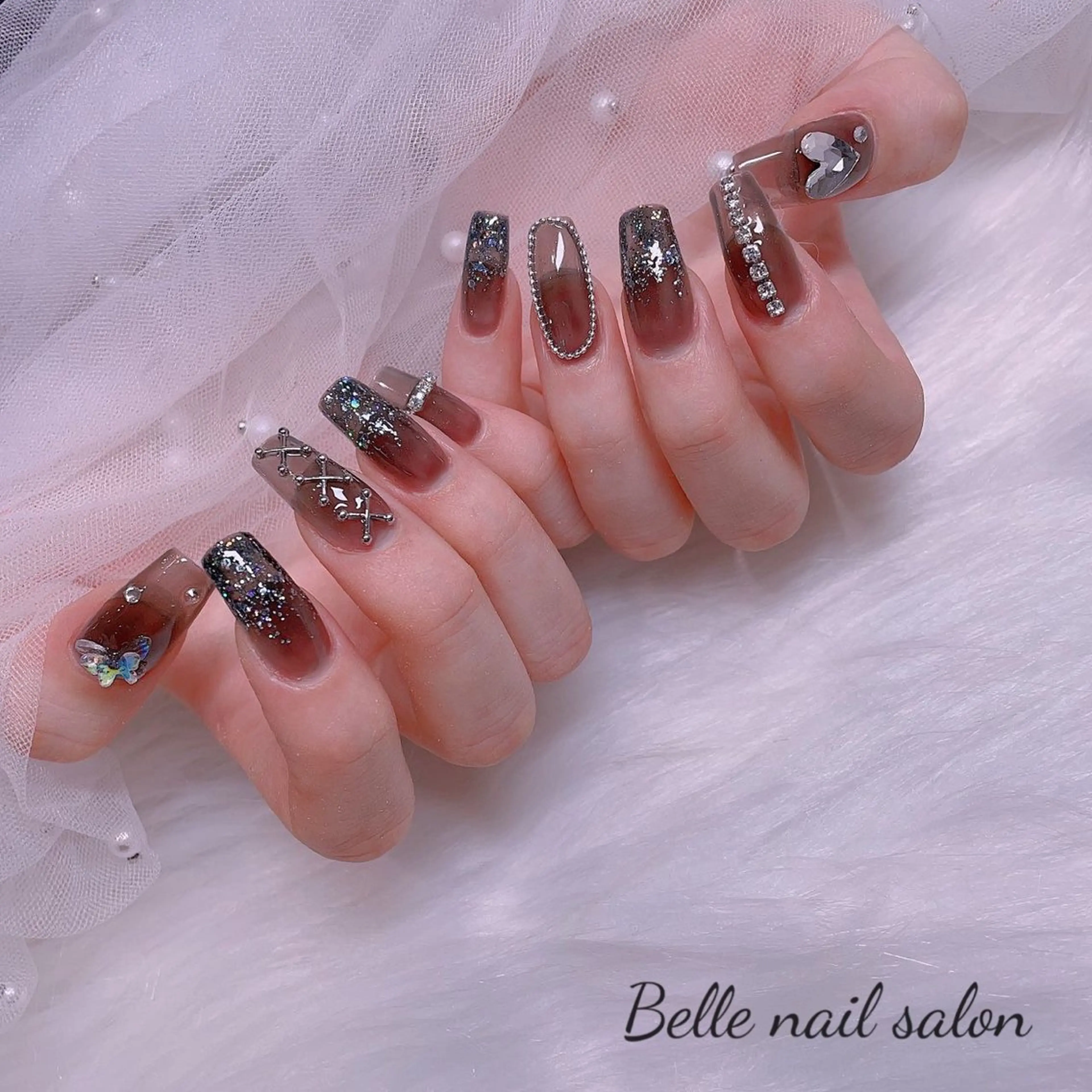 ネイル オーロラネイル フットネイル 韓国ネイル ラメ(グリッター) ラメグラデーション ハンドネイル Belle nail salon 新小岩のネイルデザイン