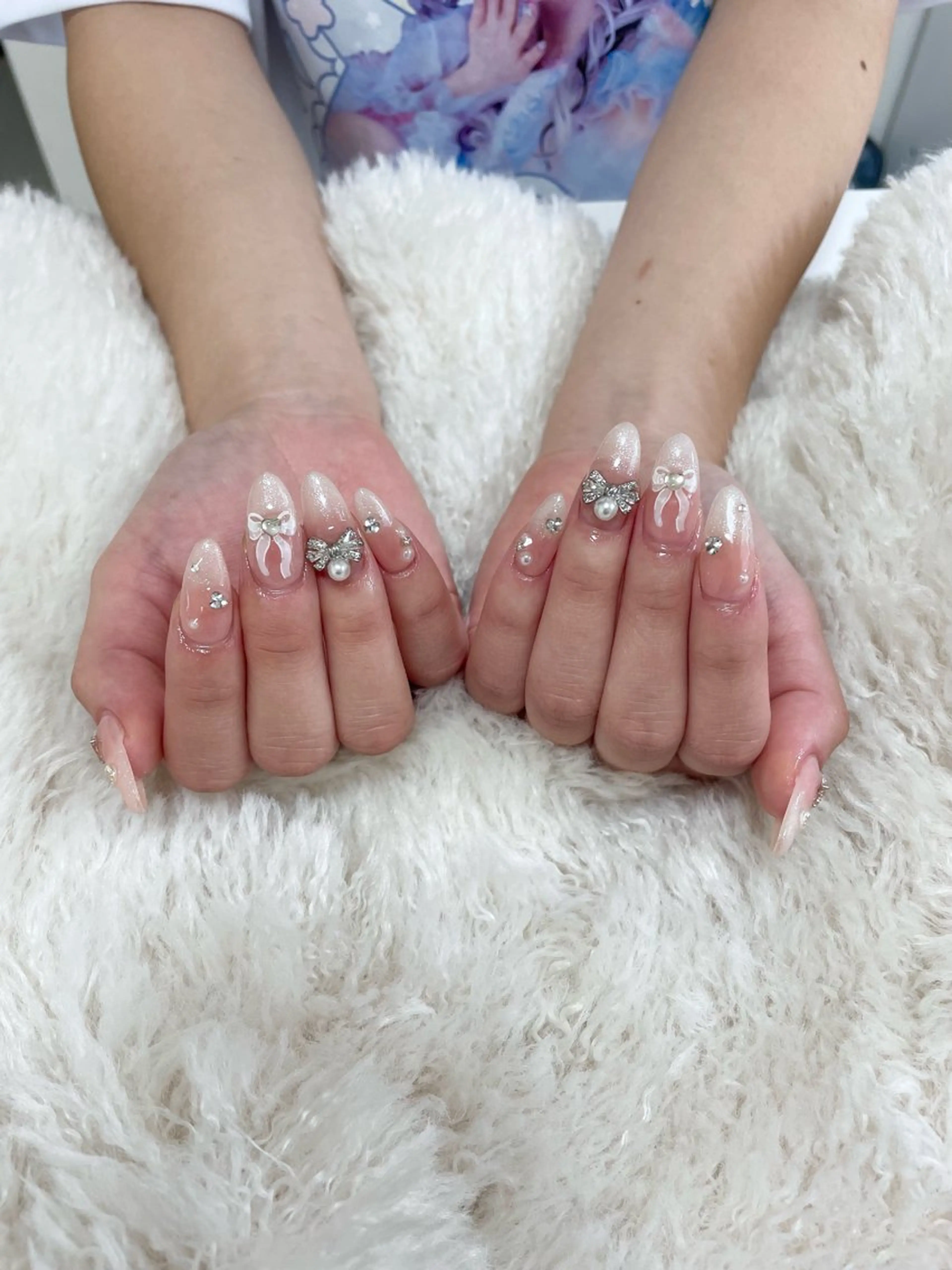 ネイル チークネイル キラキラネイル ピンク Sakura Lino三郷 尾張旭のネイルデザイン