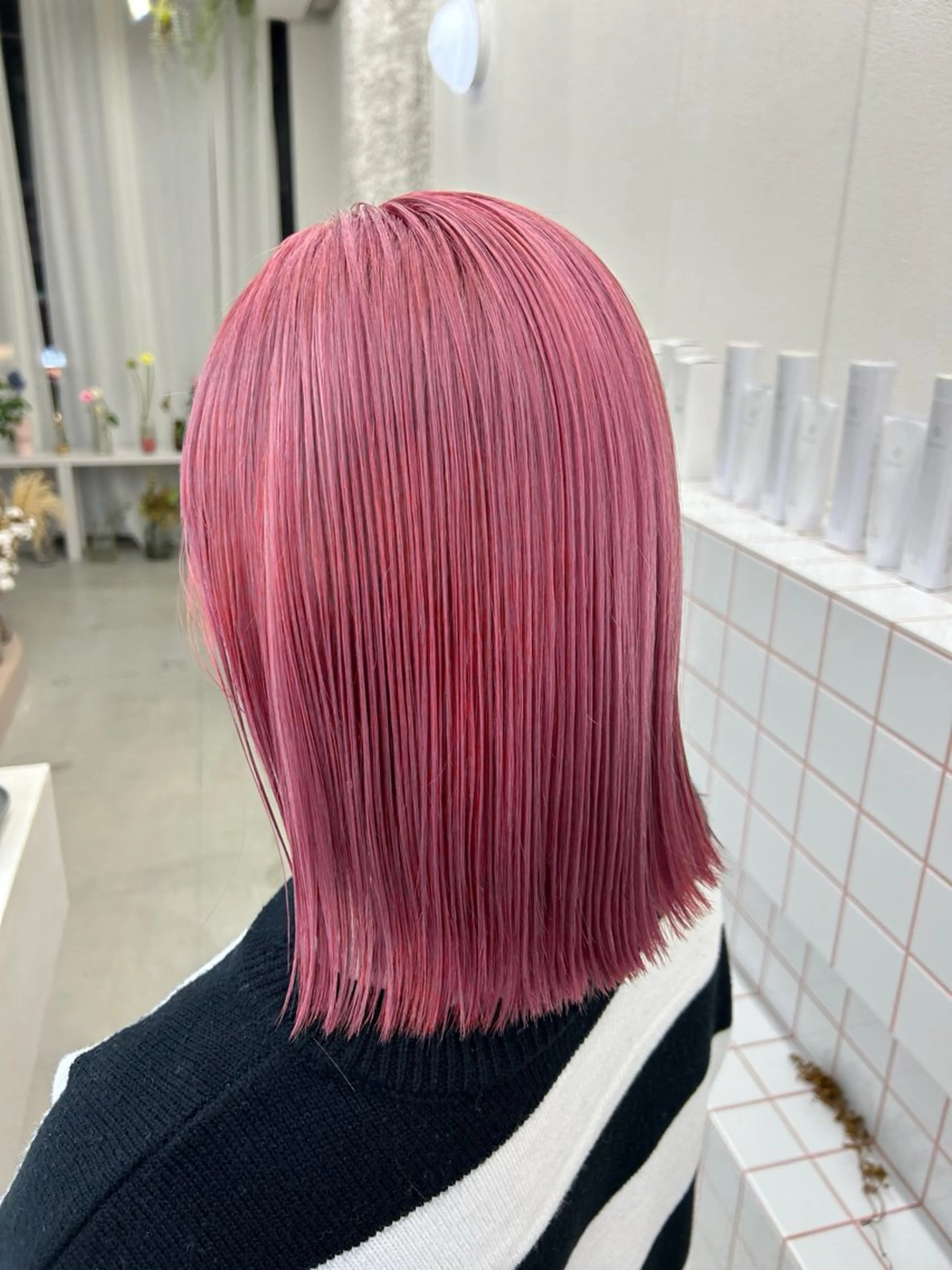 ミディアム ボブ ヘアカラー トリートメント 名古屋/伏見/花屋 併設/不破新のヘアスタイル